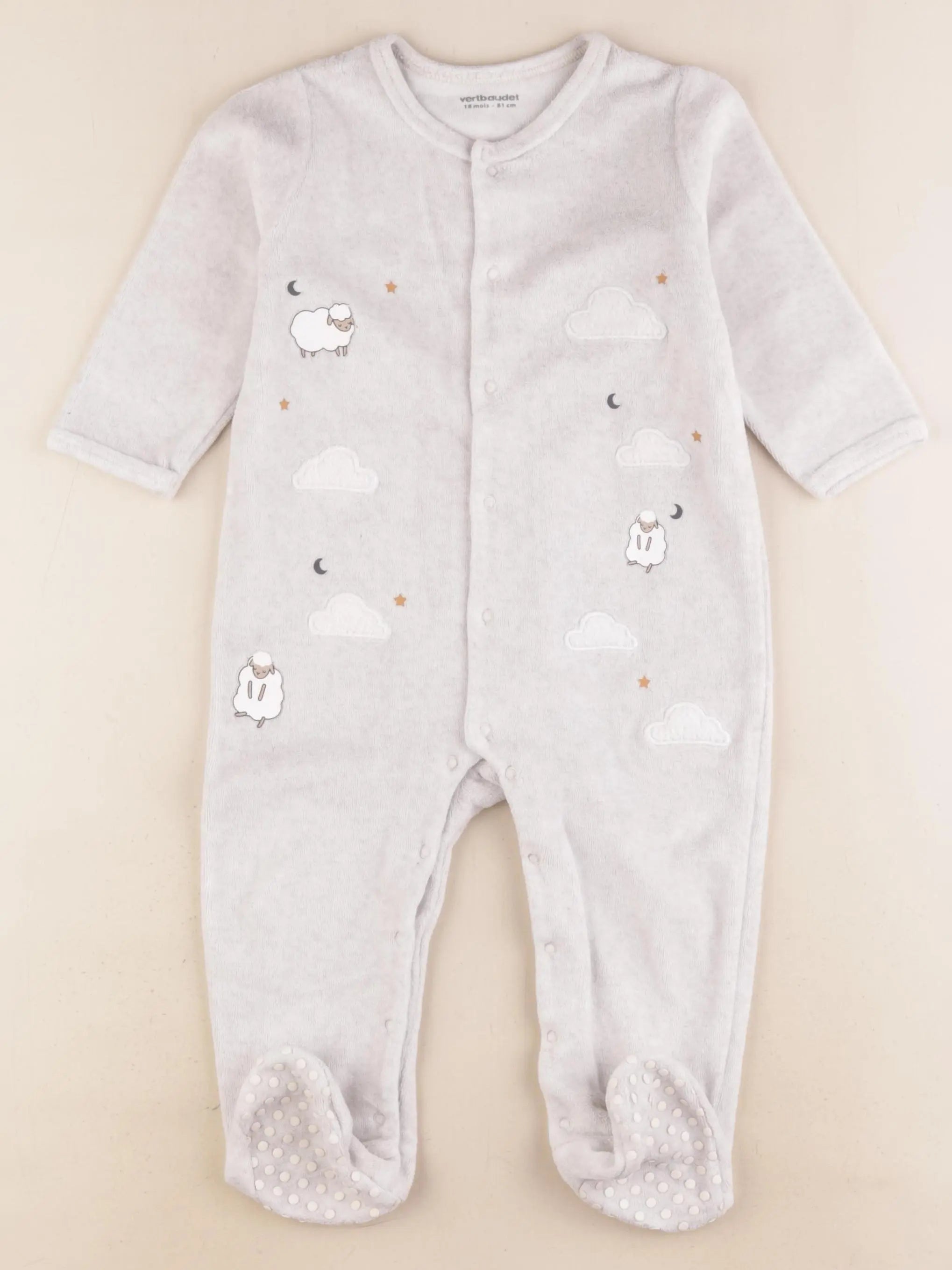 Vertbaudet - pyjama velours gris - 18 mois