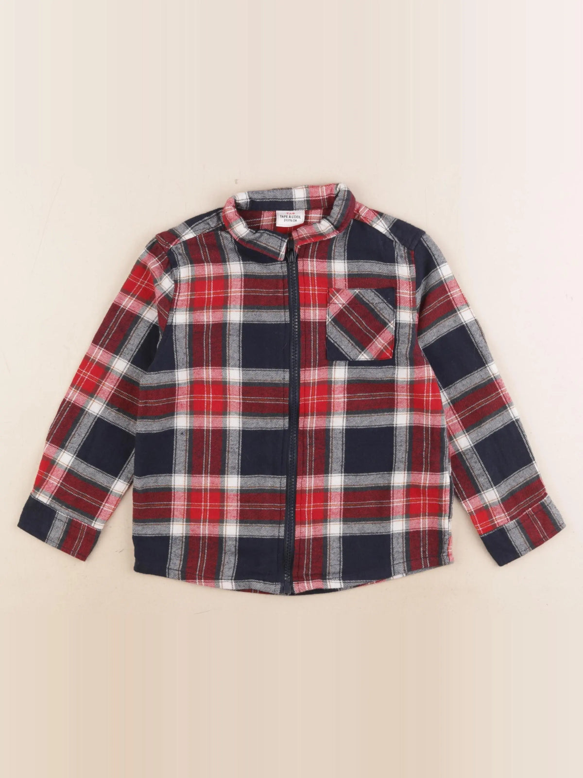 Tape à l'oeil - chemise bleu, rouge - 3 ans