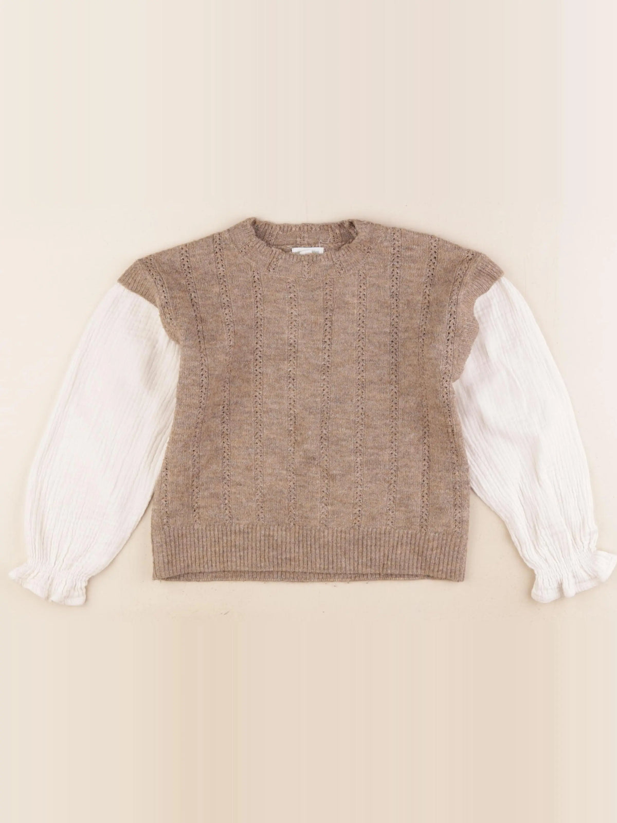 Vertbaudet - pull beige - 6 ans