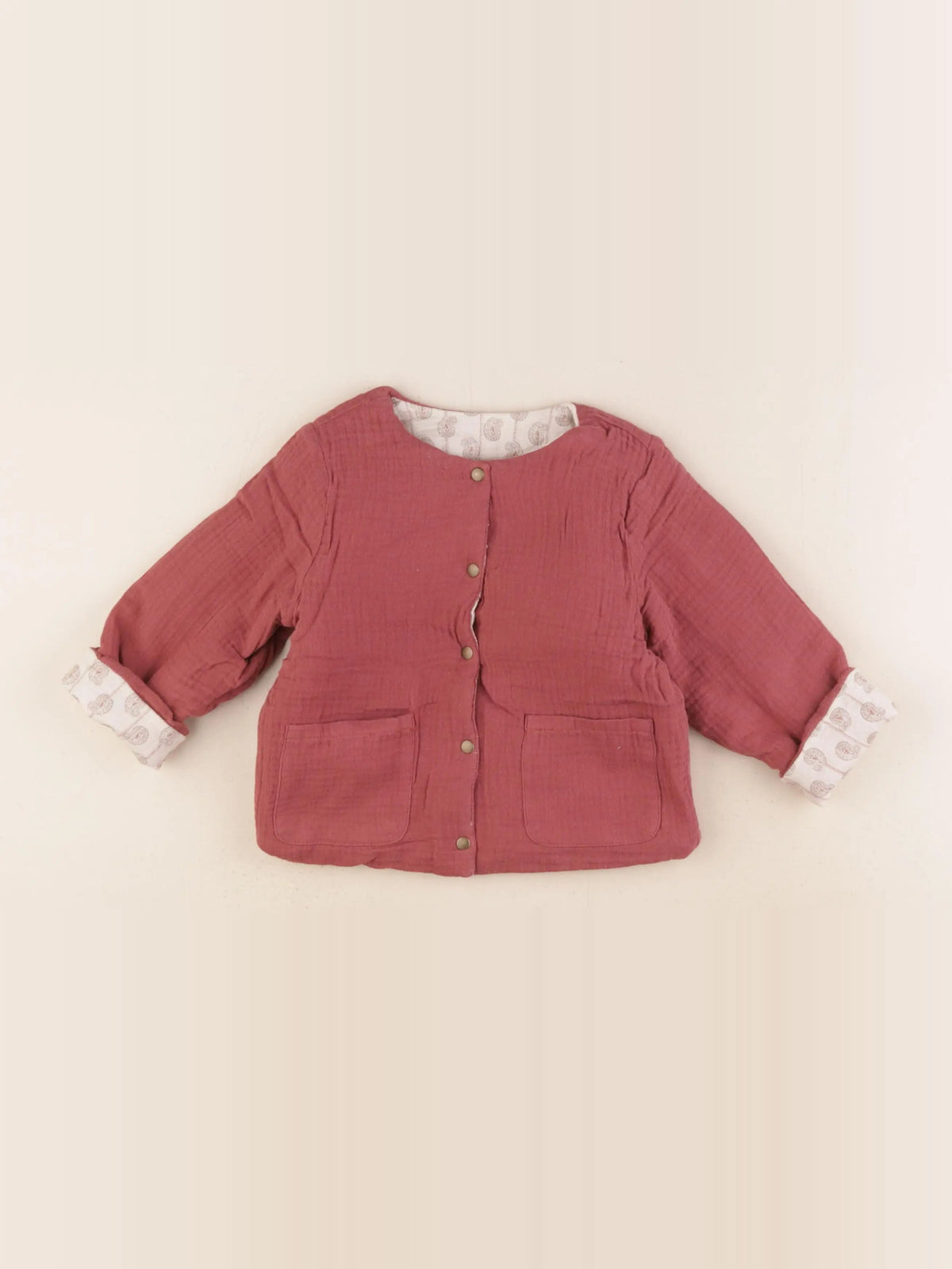 Natalys - veste réversible rose, beige - 18 mois