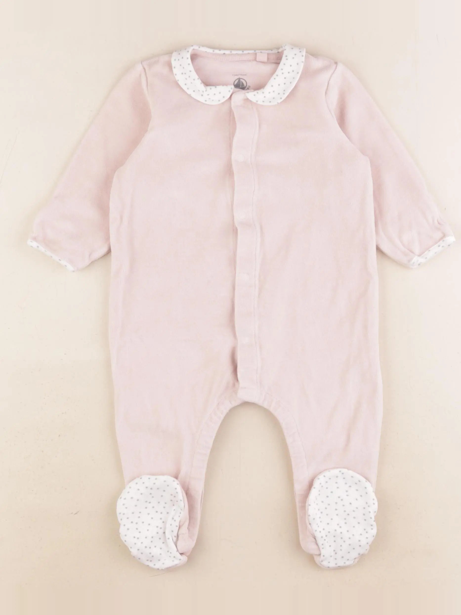 Petit Bateau - pyjama velours rose - 12 mois