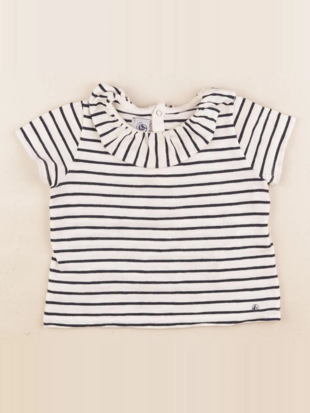 Petit Bateau - tee-shirt beige, bleu - 12 mois