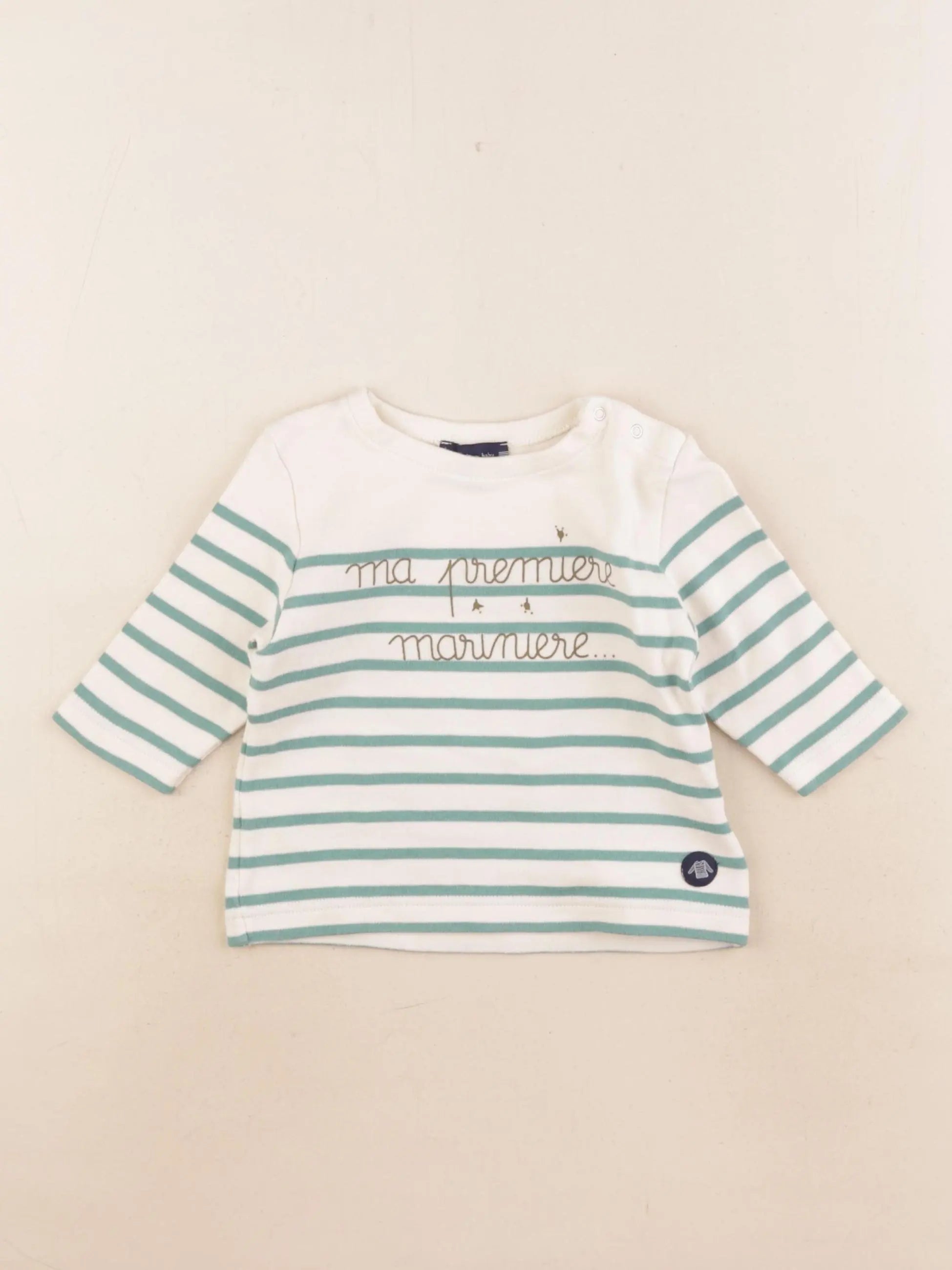 Armor Lux - tee-shirt vert, beige - 6 mois
