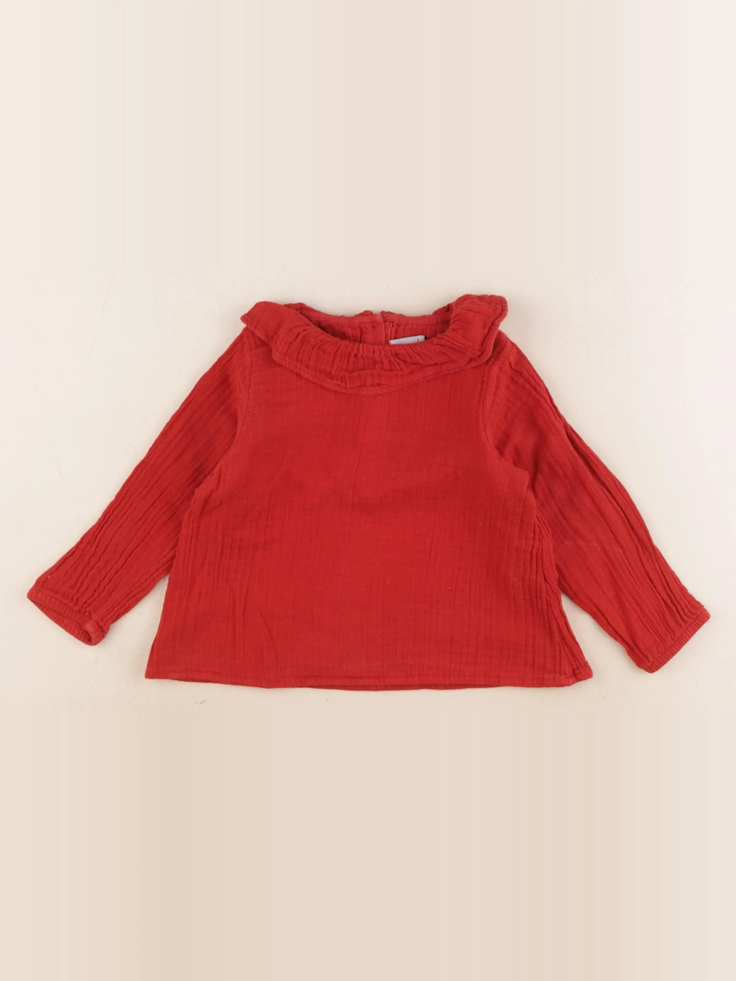Petit Bateau - blouse rouge - 24 mois