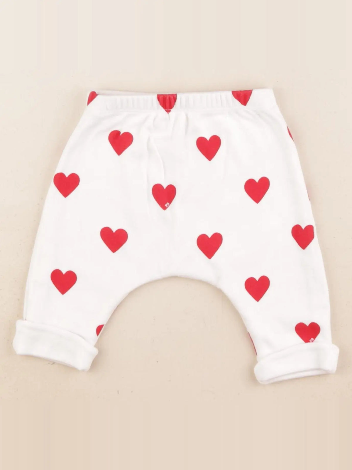 Petit Bateau - sarouel blanc, rouge - 3 mois