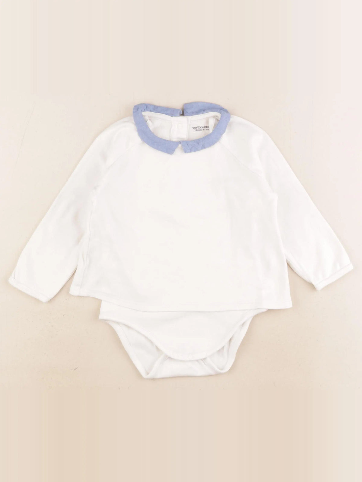 Petit Bateau - body tee-shirt blanc, bleu - 18 mois