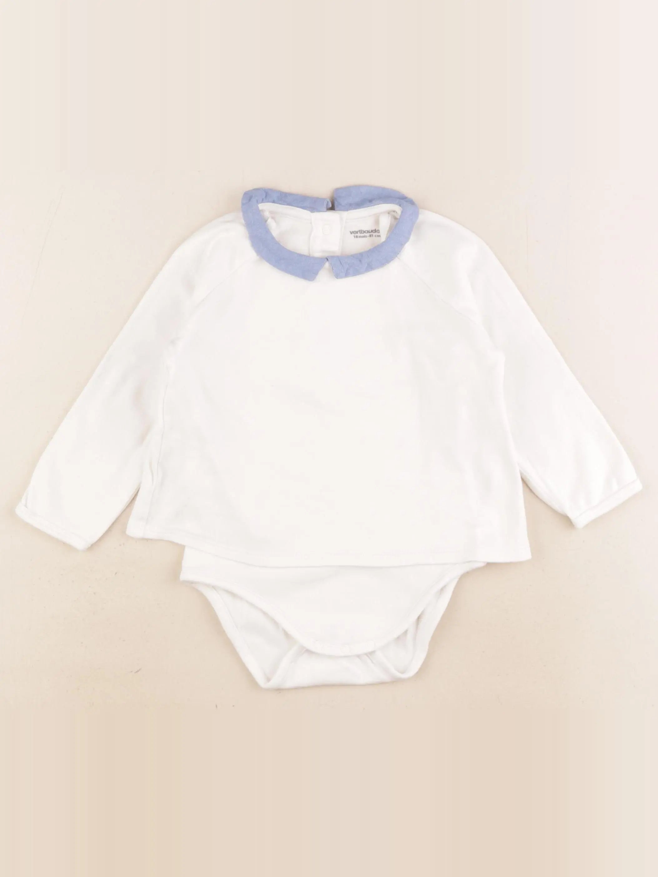 Petit Bateau - body tee-shirt blanc, bleu - 18 mois