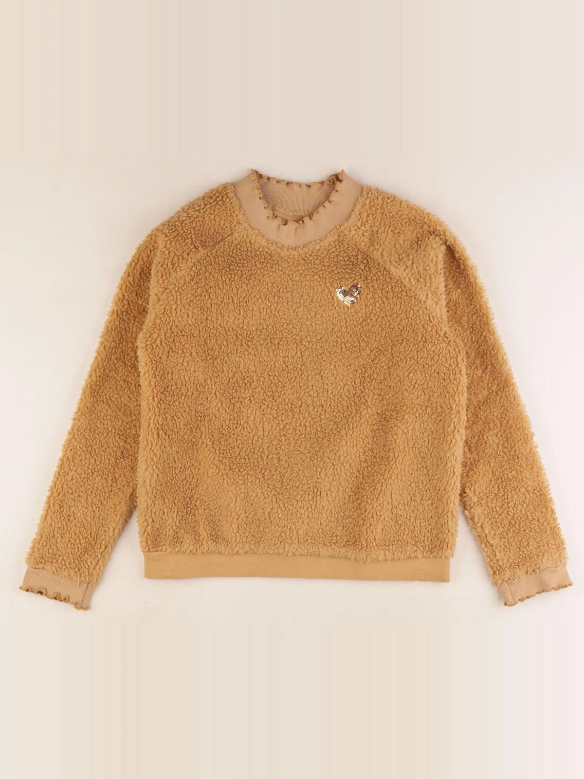 Vertbaudet - pull marron, or - 10 ans