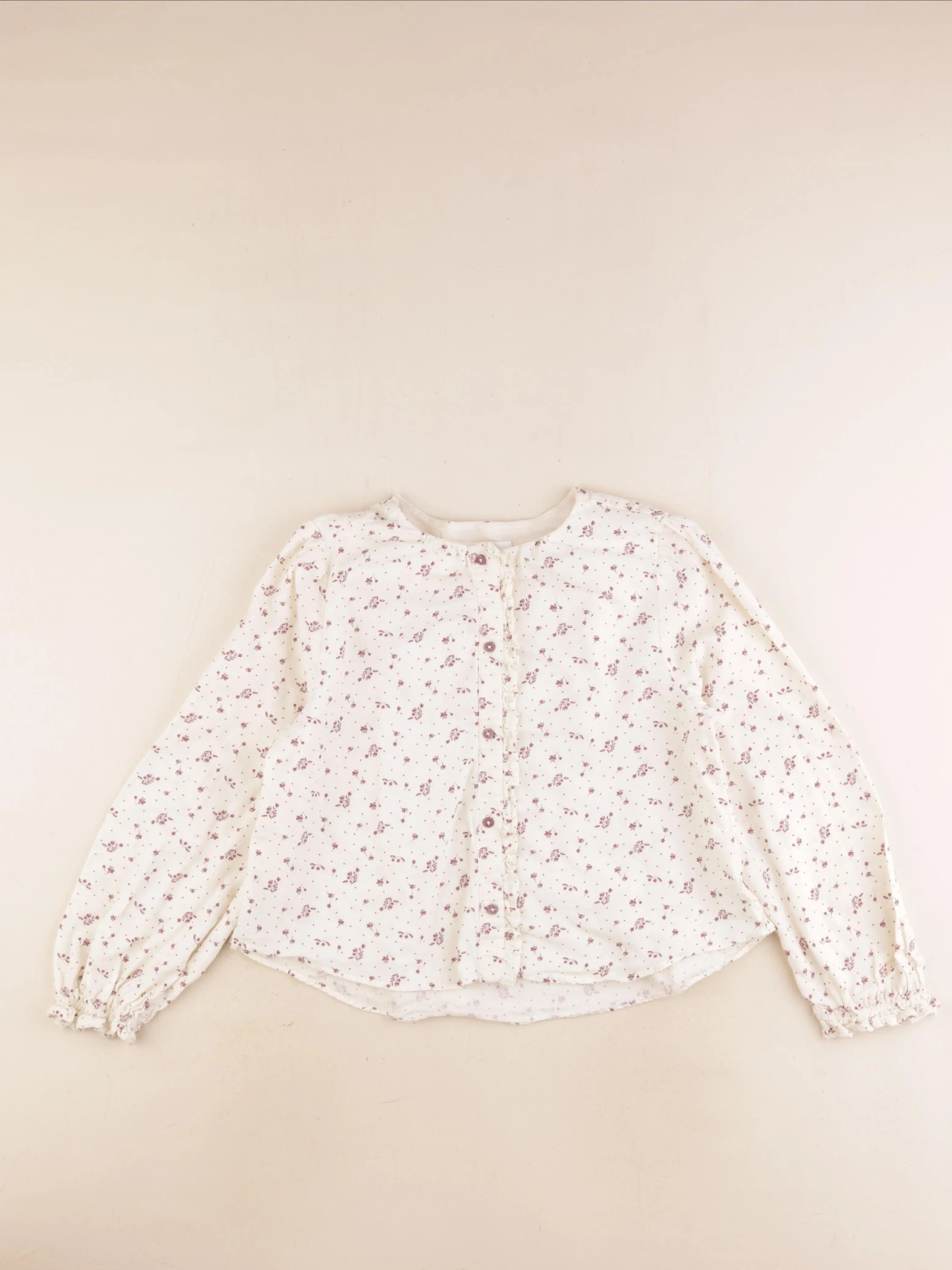 Zara - blouse beige, violet - 9/10 ans