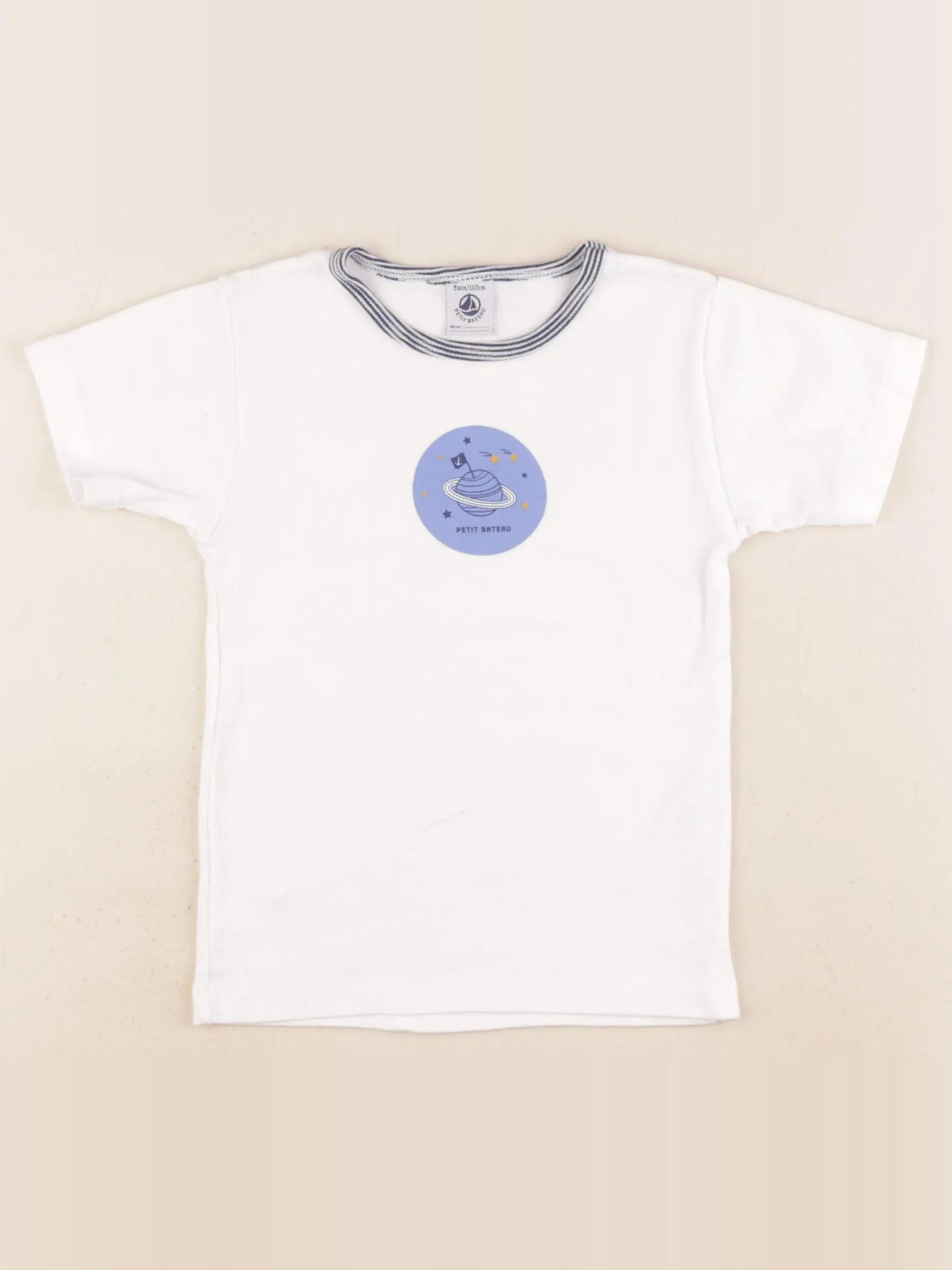 Petit Bateau - maillot de corps blanc, bleu - 5 ans