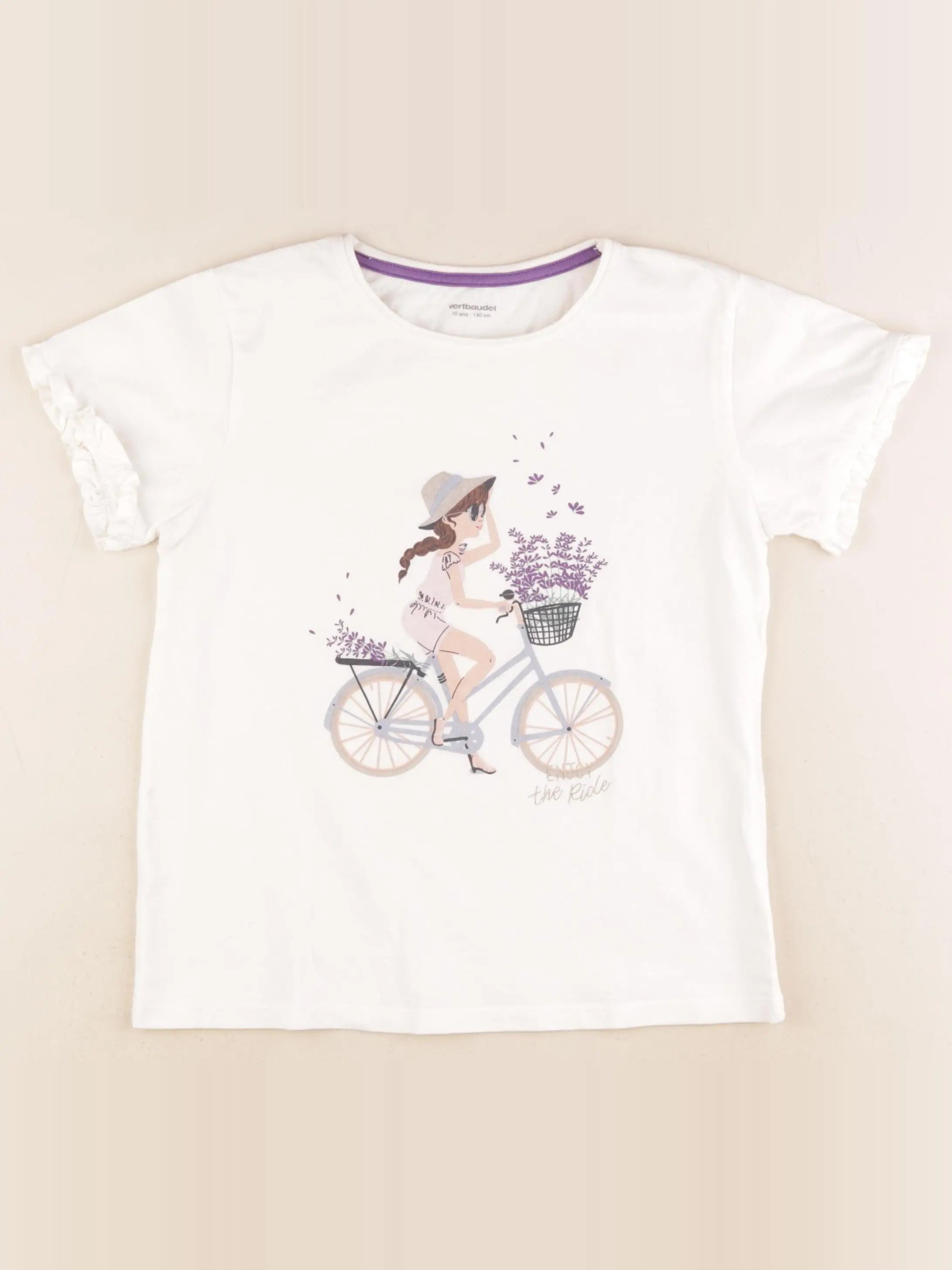Vertbaudet - tee-shirt beige - 10 ans