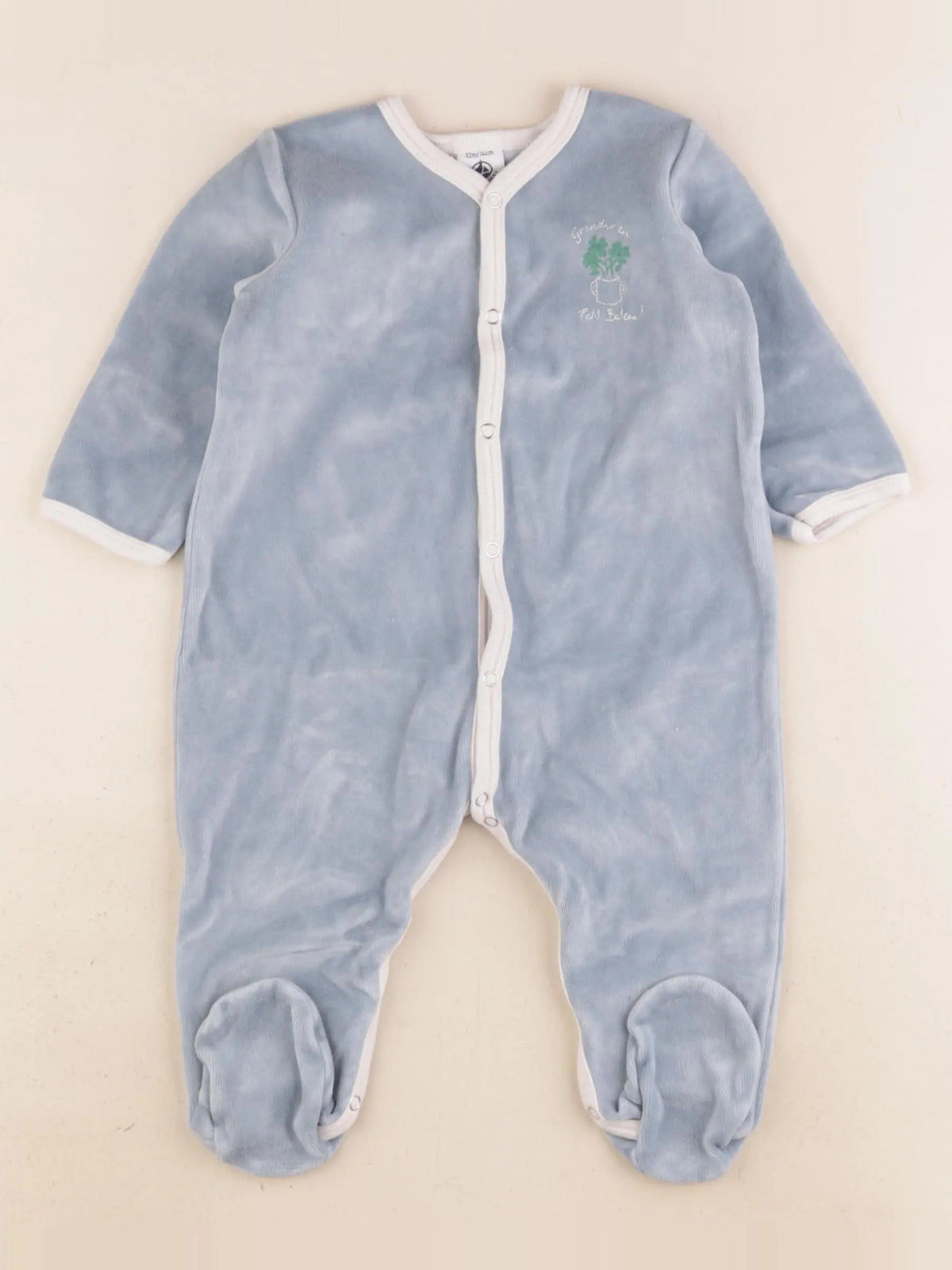 Petit Bateau - pyjama velours bleu - 12 mois