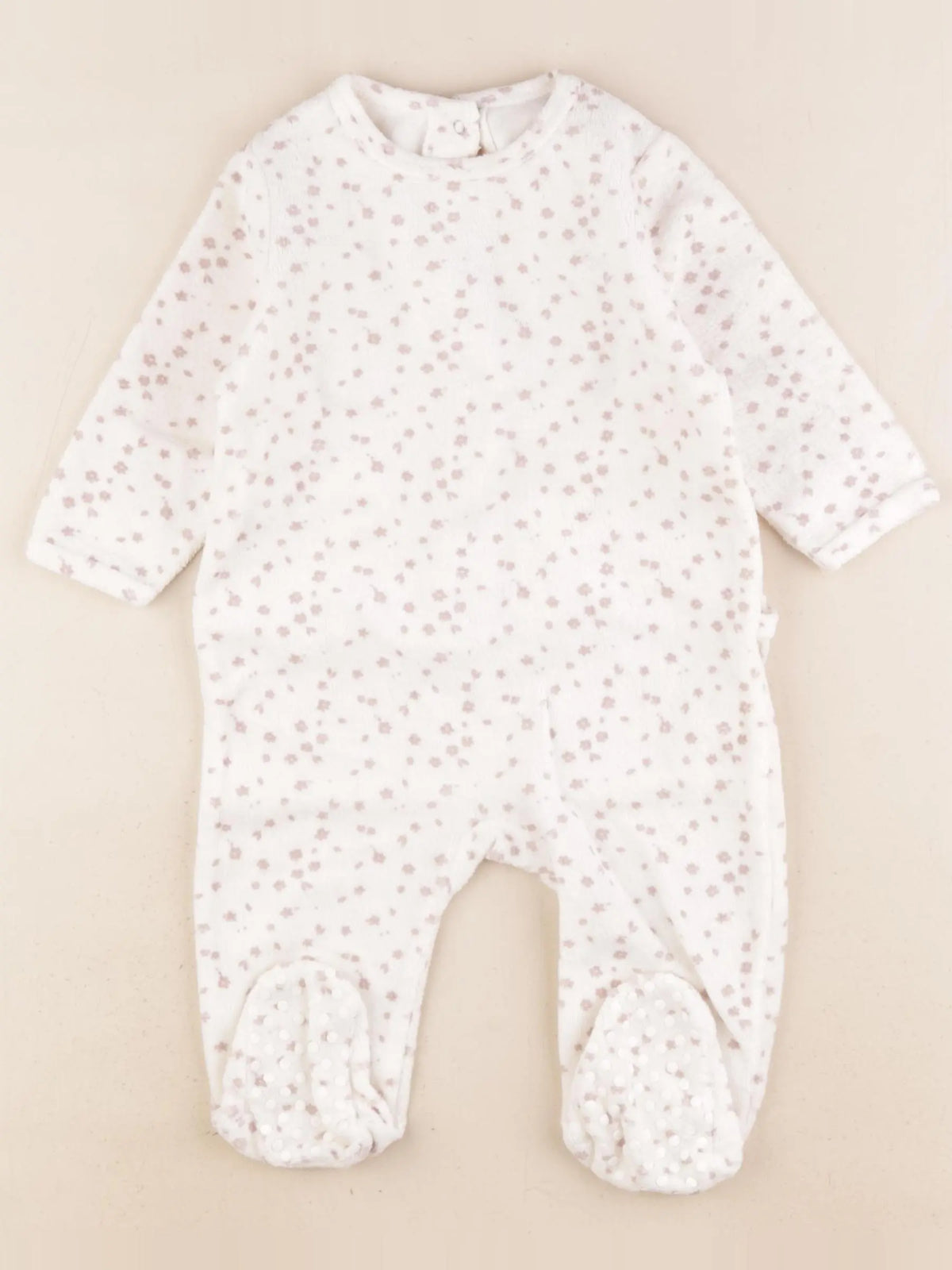 Vertbaudet - pyjama velours blanc, rose - 9 mois