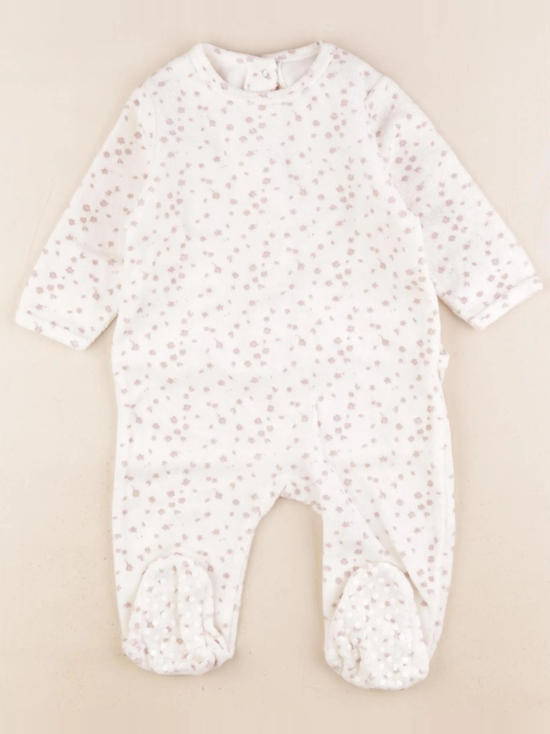 Vertbaudet - pyjama velours blanc, rose - 9 mois