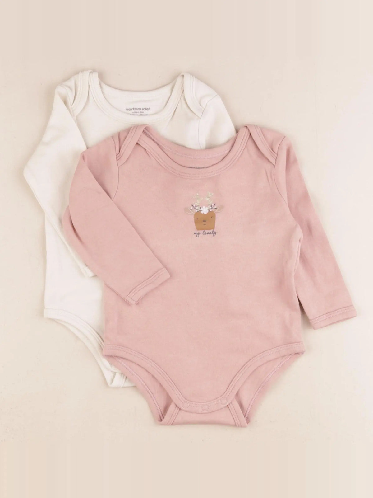 Vertbaudet - lot de 2 bodies en coton multicolore - 12 mois