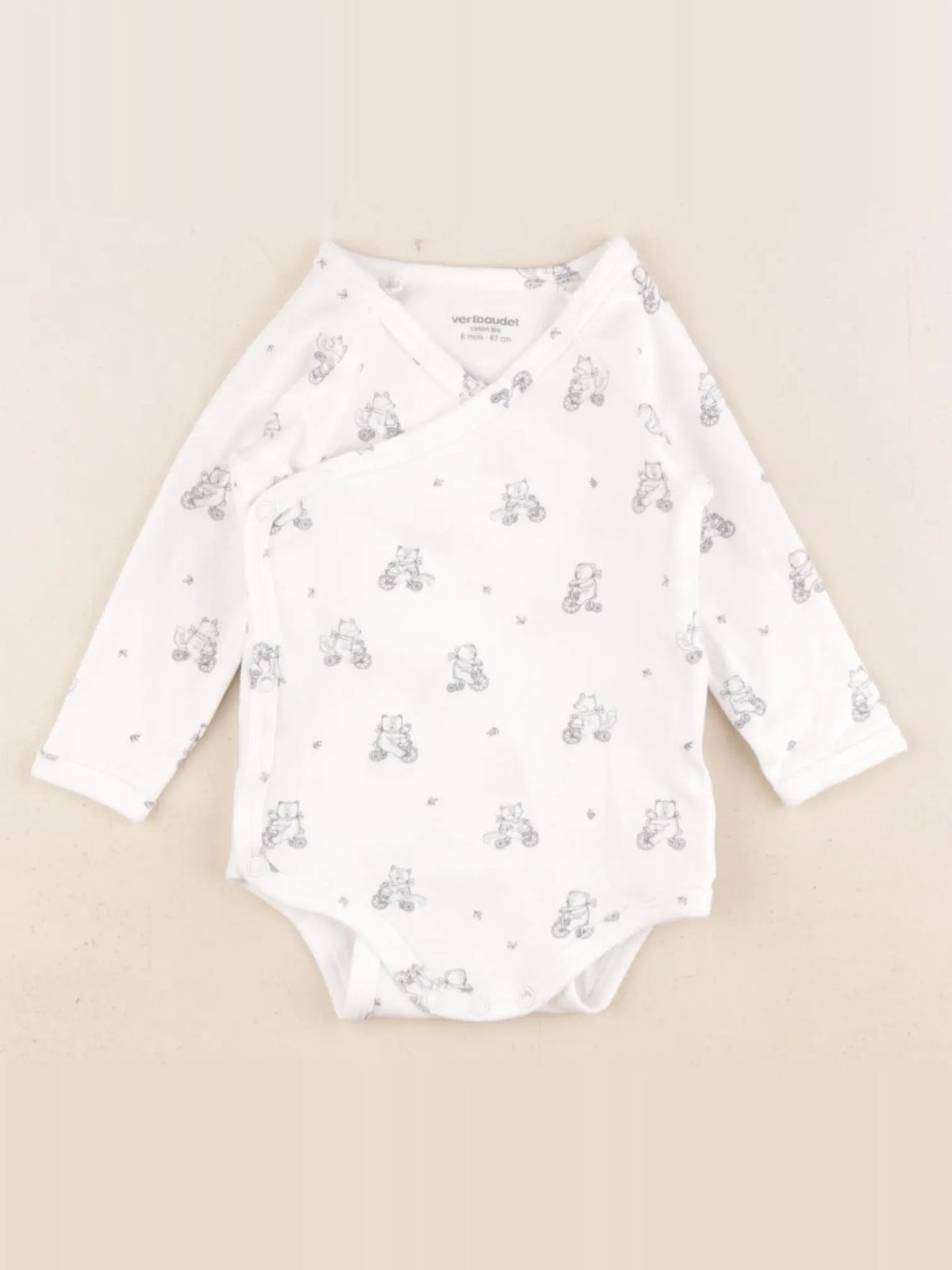 Vertbaudet - body blanc, bleu - 6 mois