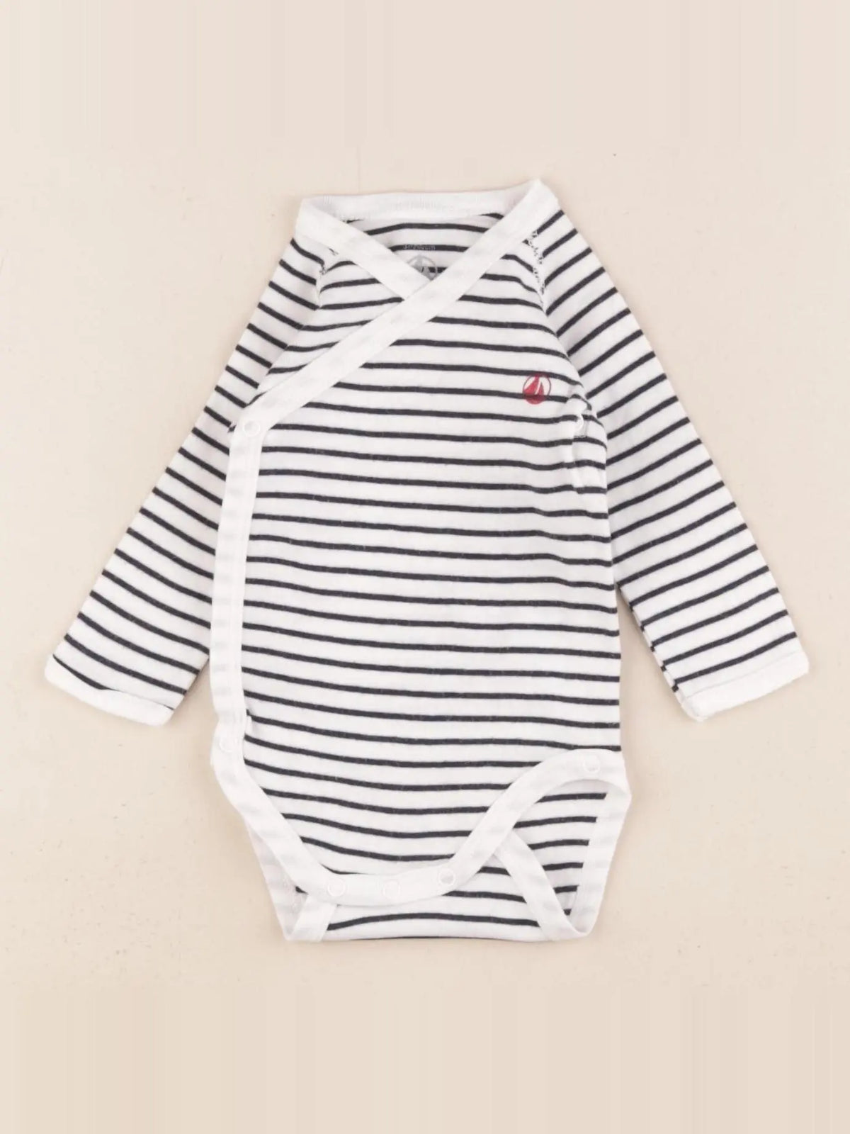 Petit Bateau - body bleu, blanc - 3 mois