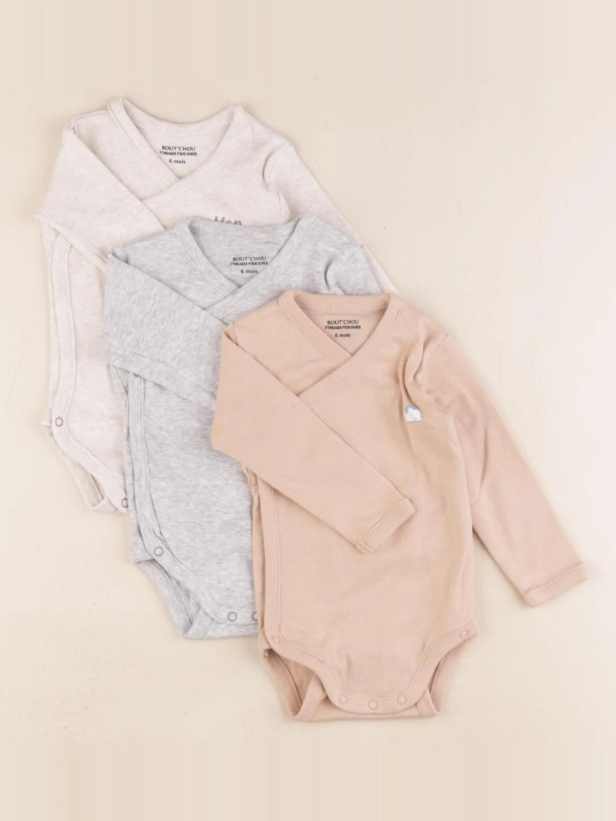 Boutchou - lot de 3 bodies en coton multicolore - 6 mois