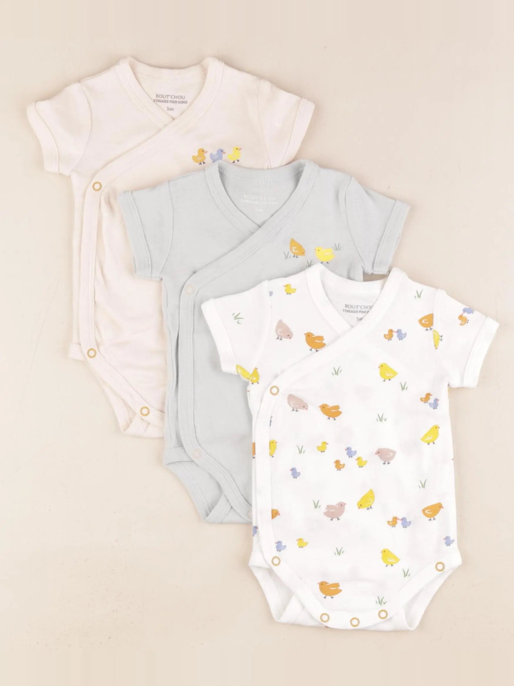 Boutchou - lot de 3 bodies en coton multicolore - 3 mois