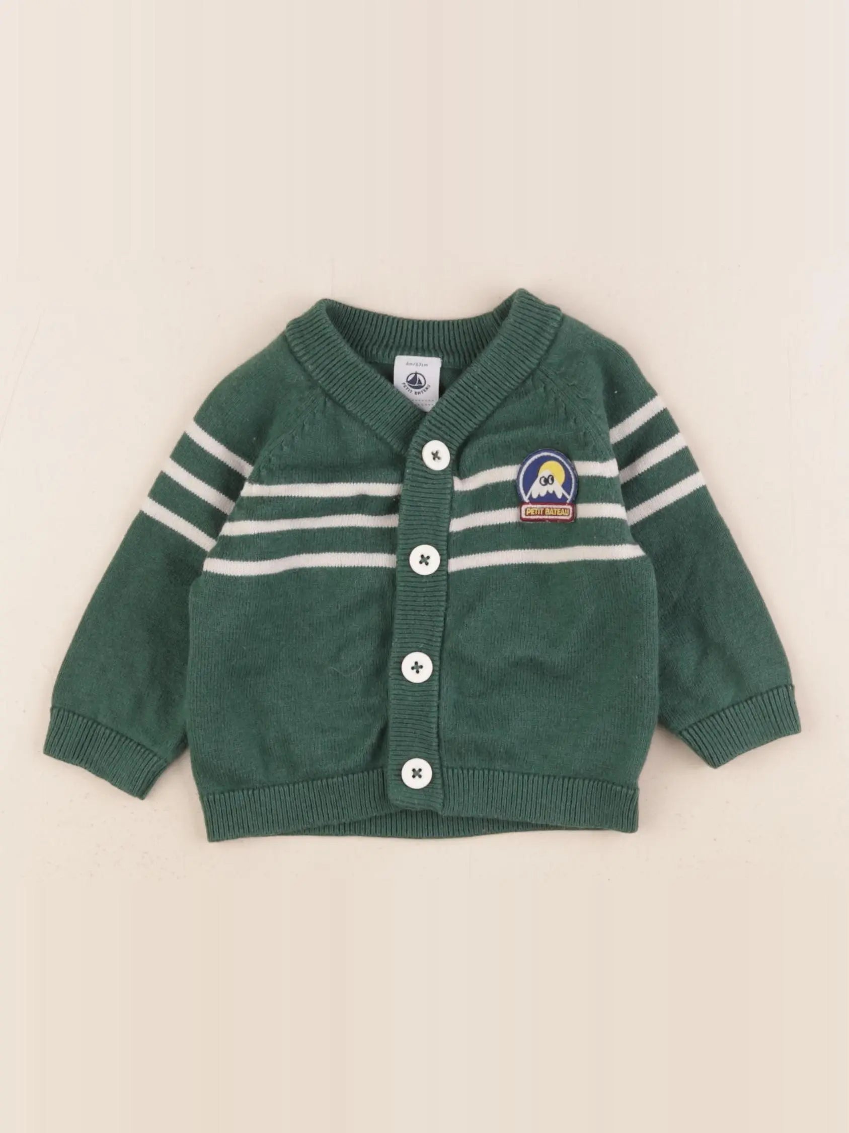 Petit Bateau - gilet vert - 6 mois