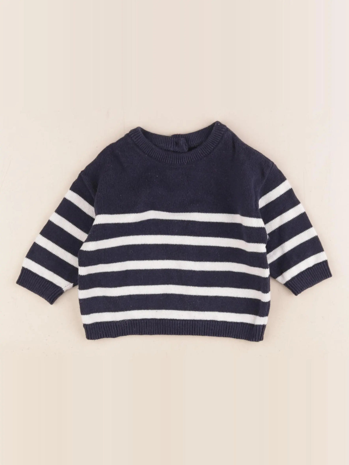 Vertbaudet - pull bleu, blanc - 6 mois