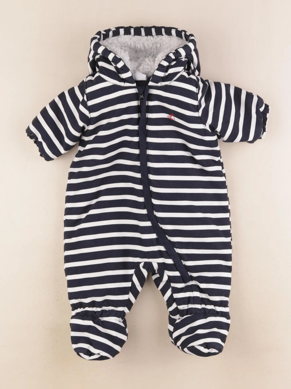 Petit Bateau - combi-pilote bleu, blanc - 3 mois