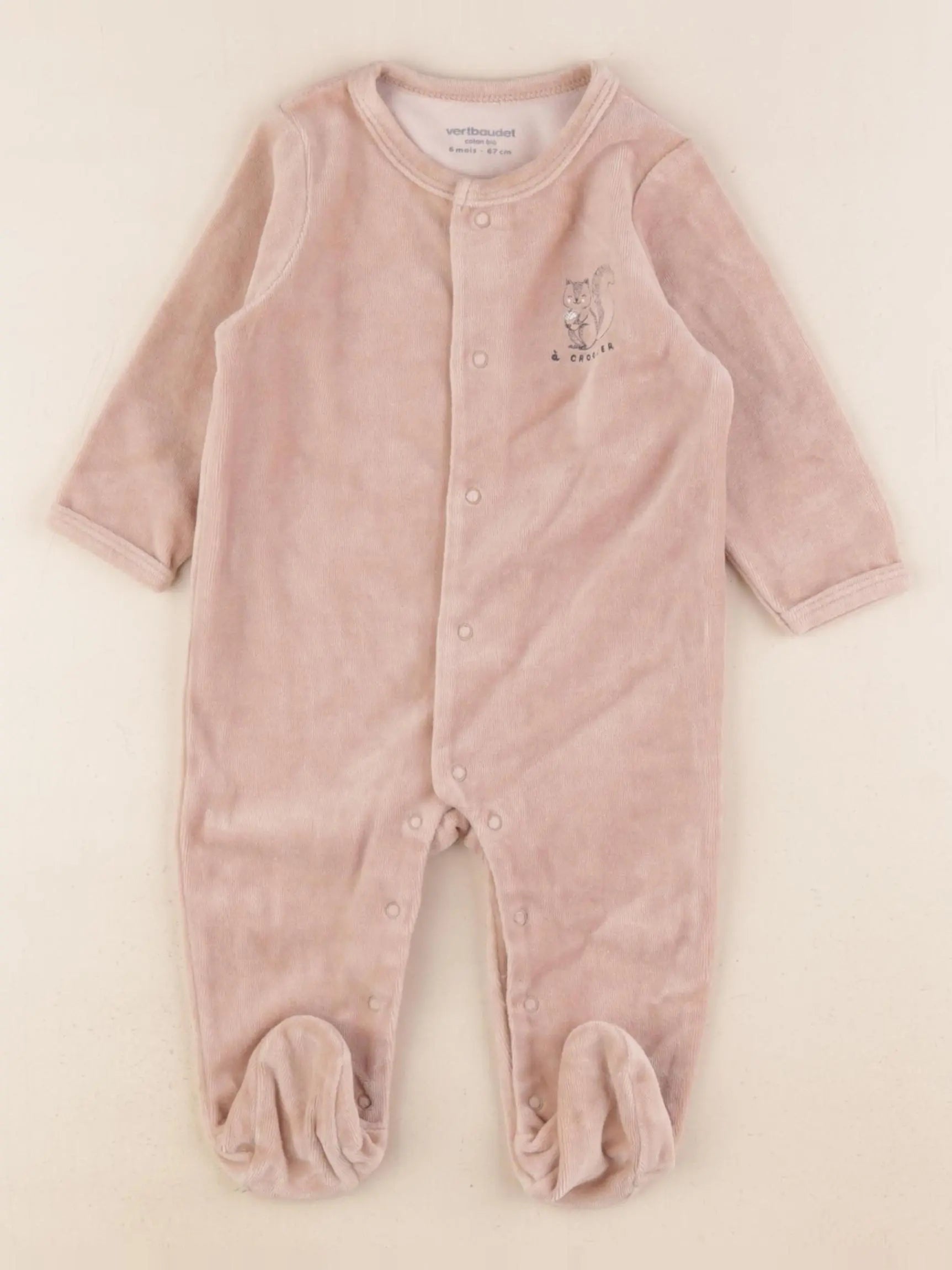 Vertbaudet - pyjama velours marron - 6 mois