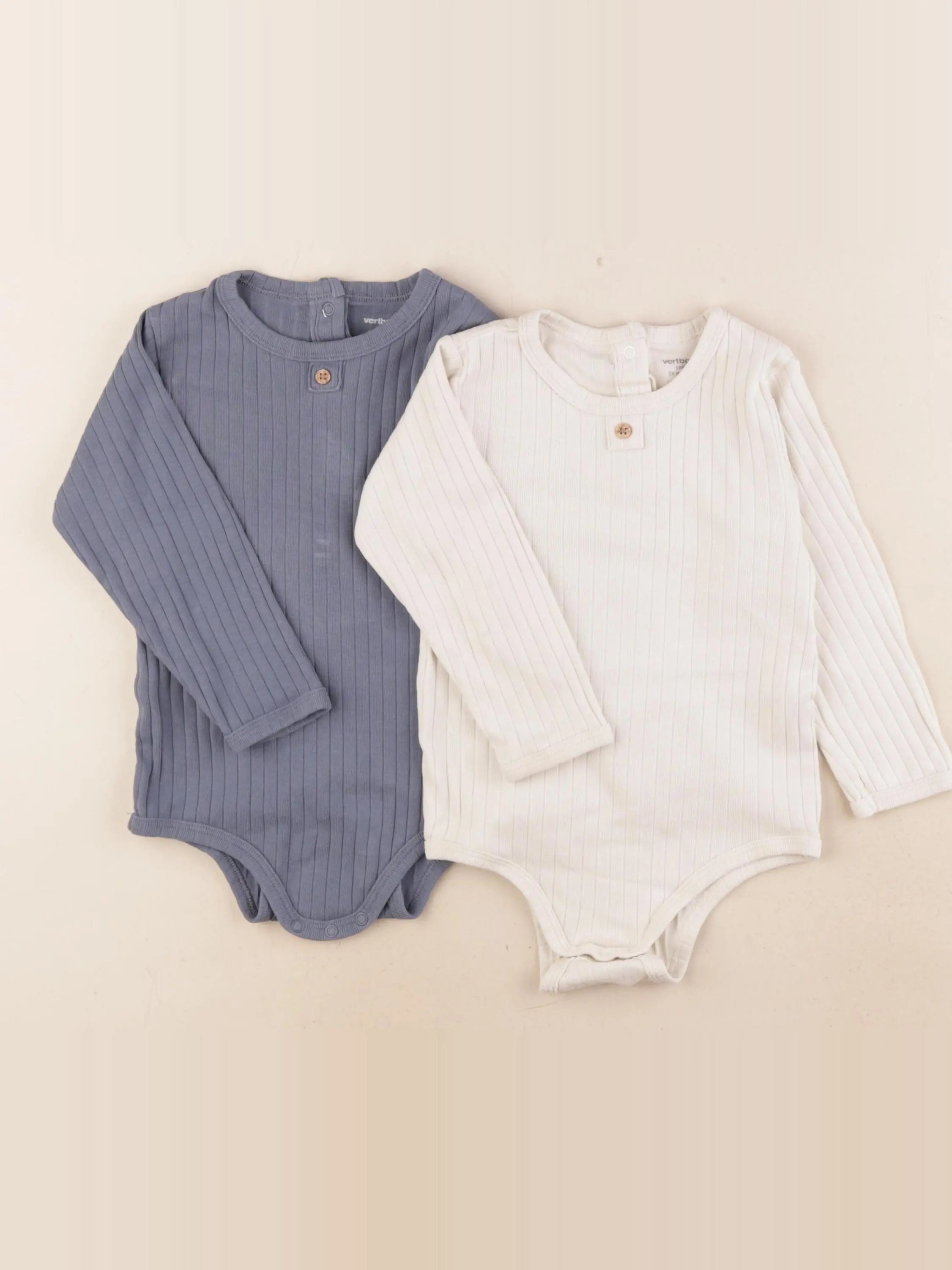 Vertbaudet - lot de 2 bodies en coton blanc, bleu - 24 mois