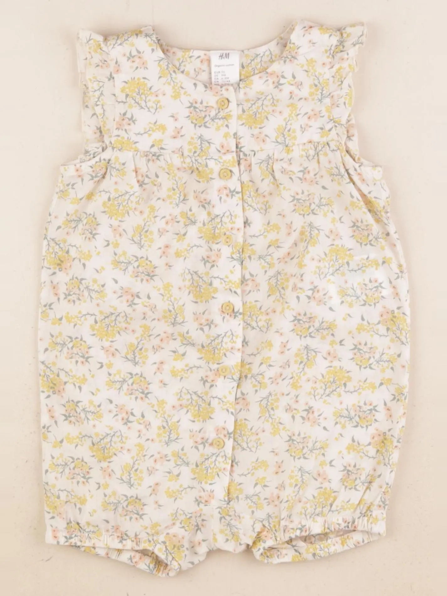 H&M - combinaison beige, jaune - 6/9 mois