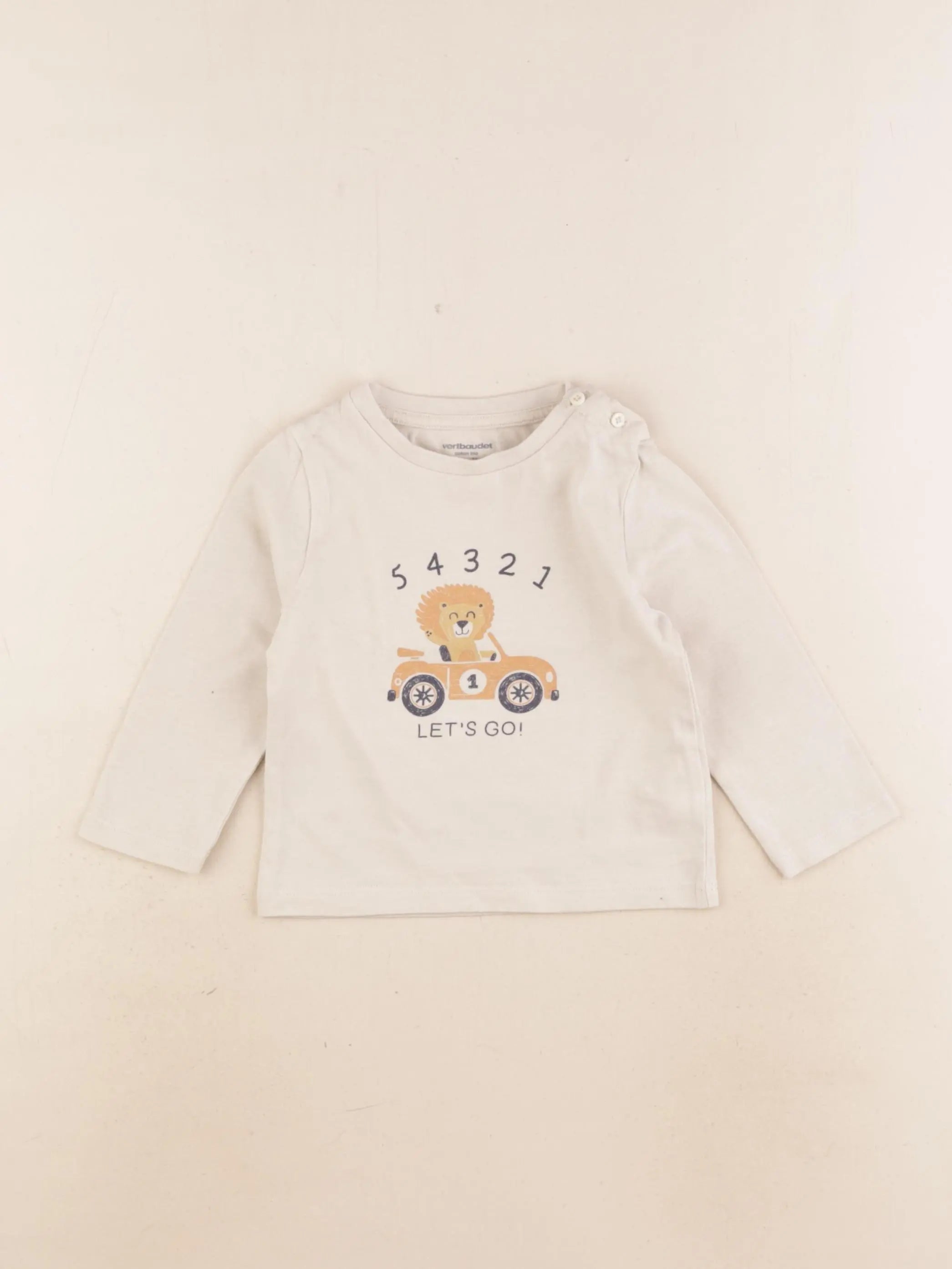 Vertbaudet - tee-shirt beige - 12 mois