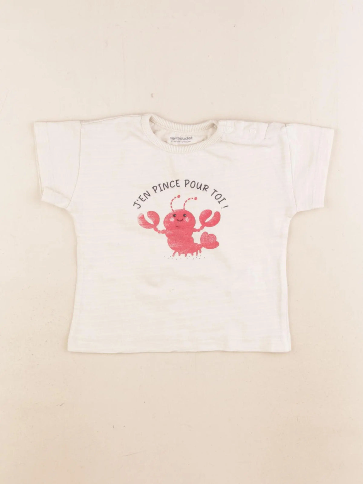 Vertbaudet - tee-shirt beige - 12 mois