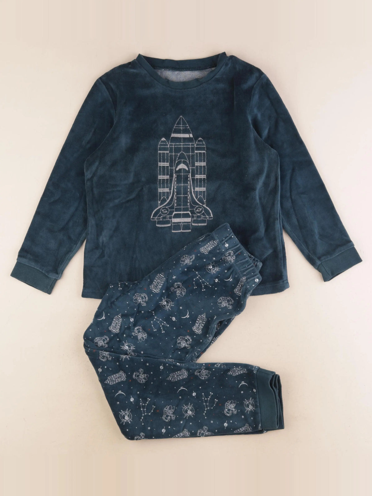 Vertbaudet - pyjama velours vert - 8 ans
