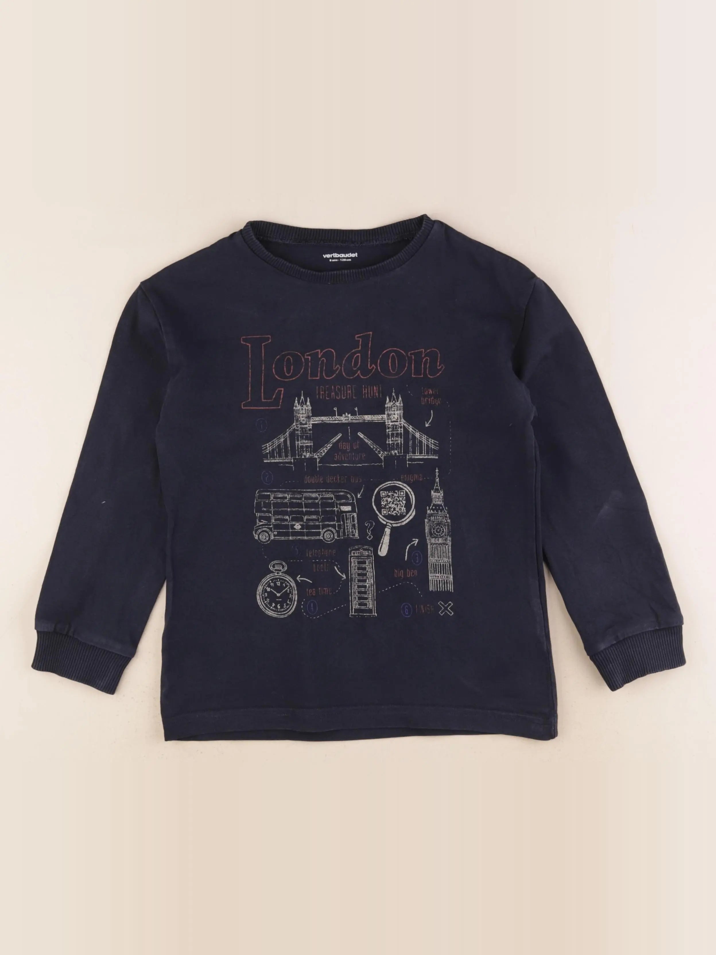 Vertbaudet - tee-shirt bleu - 8 ans