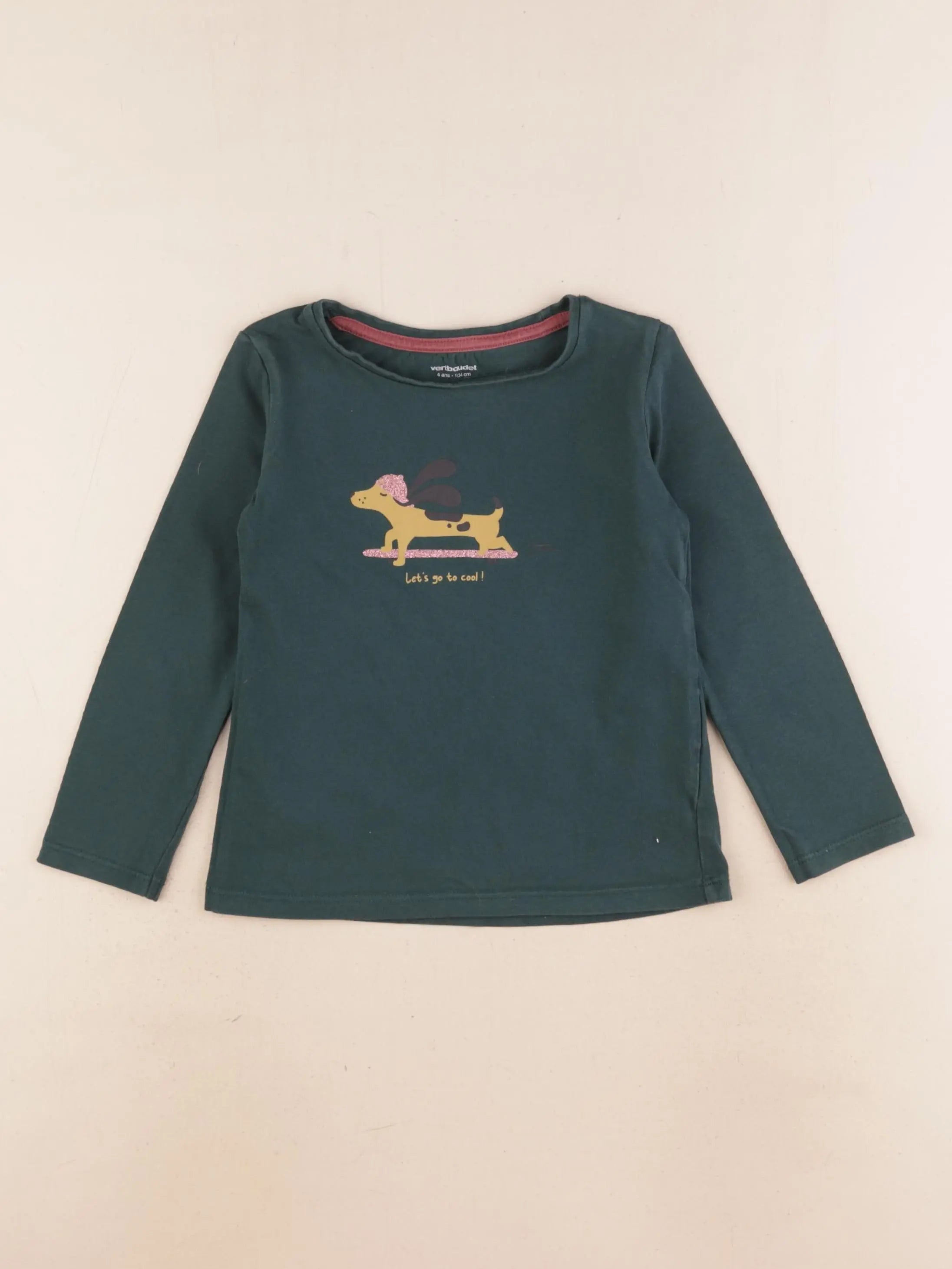 Vertbaudet - tee-shirt vert - 4 ans