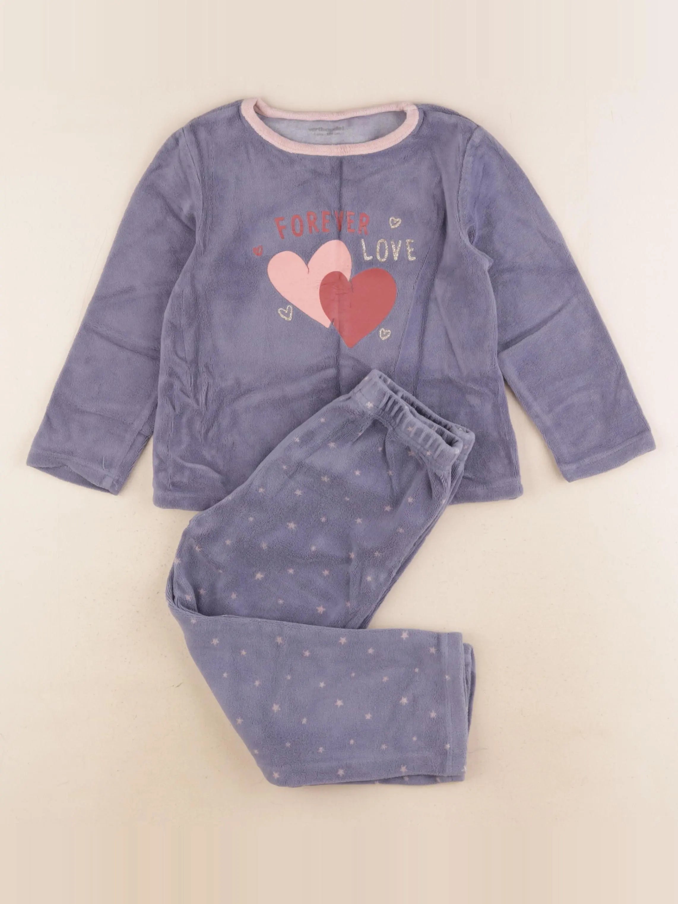 Vertbaudet - pyjama velours bleu - 4 ans