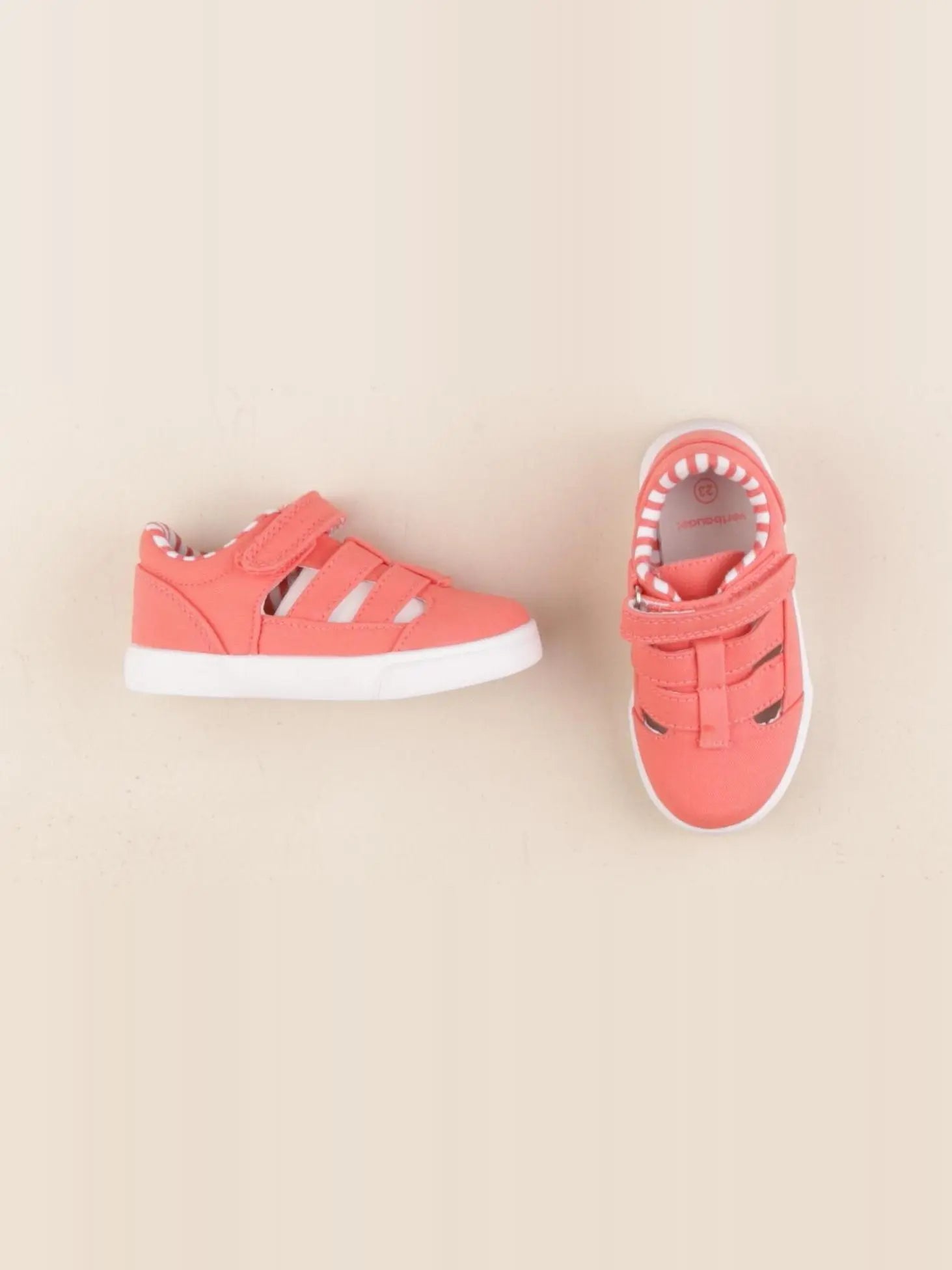 Vertbaudet - tennis à scratch/ lacets orange - pointure 23