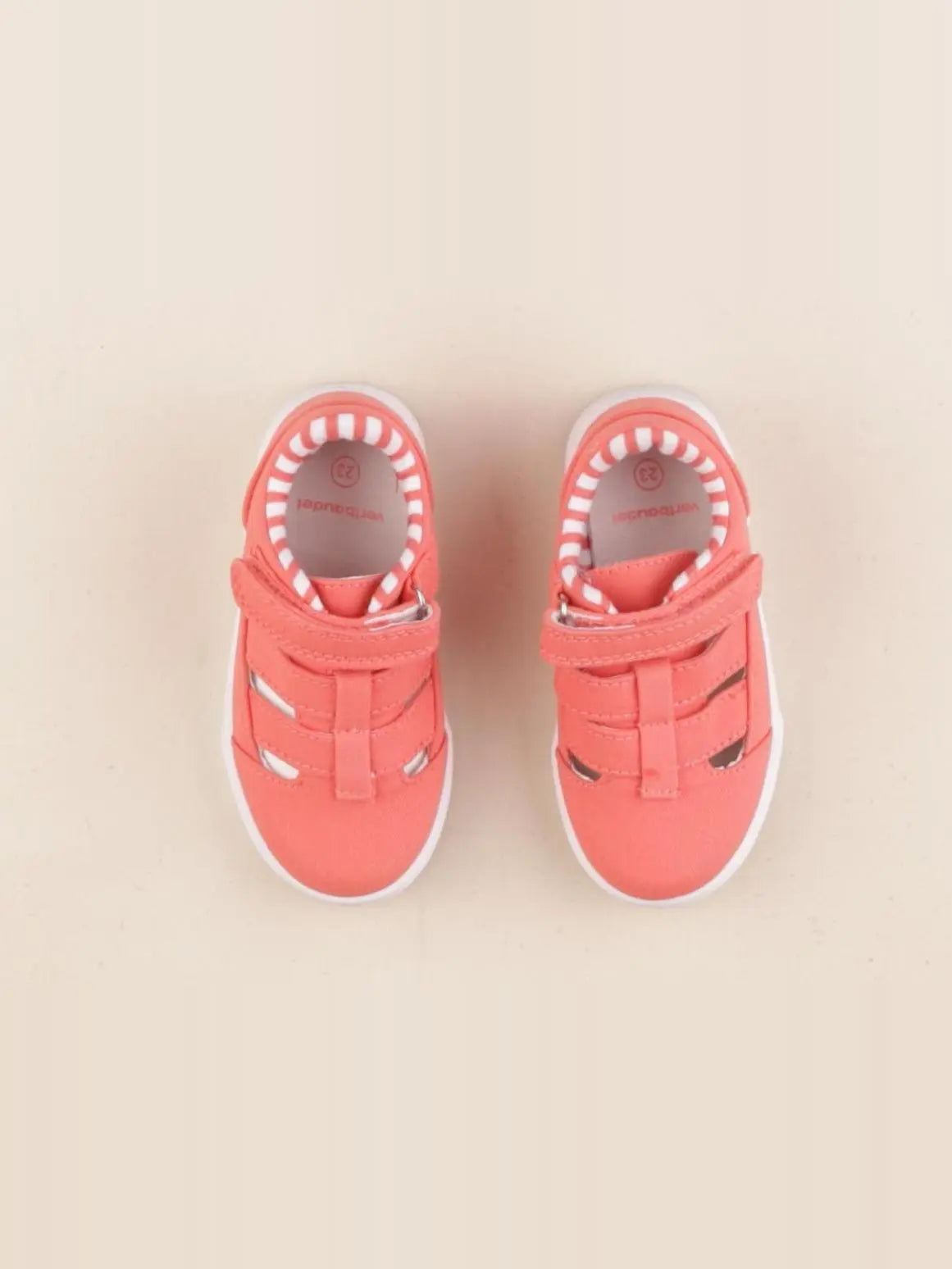 Vertbaudet - tennis à scratch/ lacets orange - pointure 23