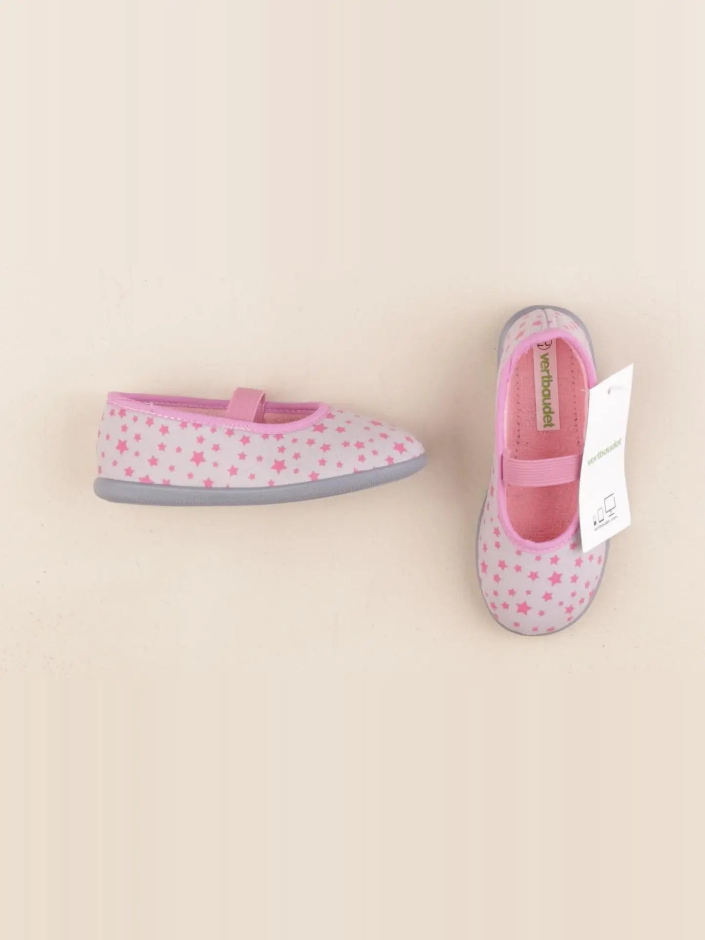 Vertbaudet - chaussons gris, rose - pointure 27