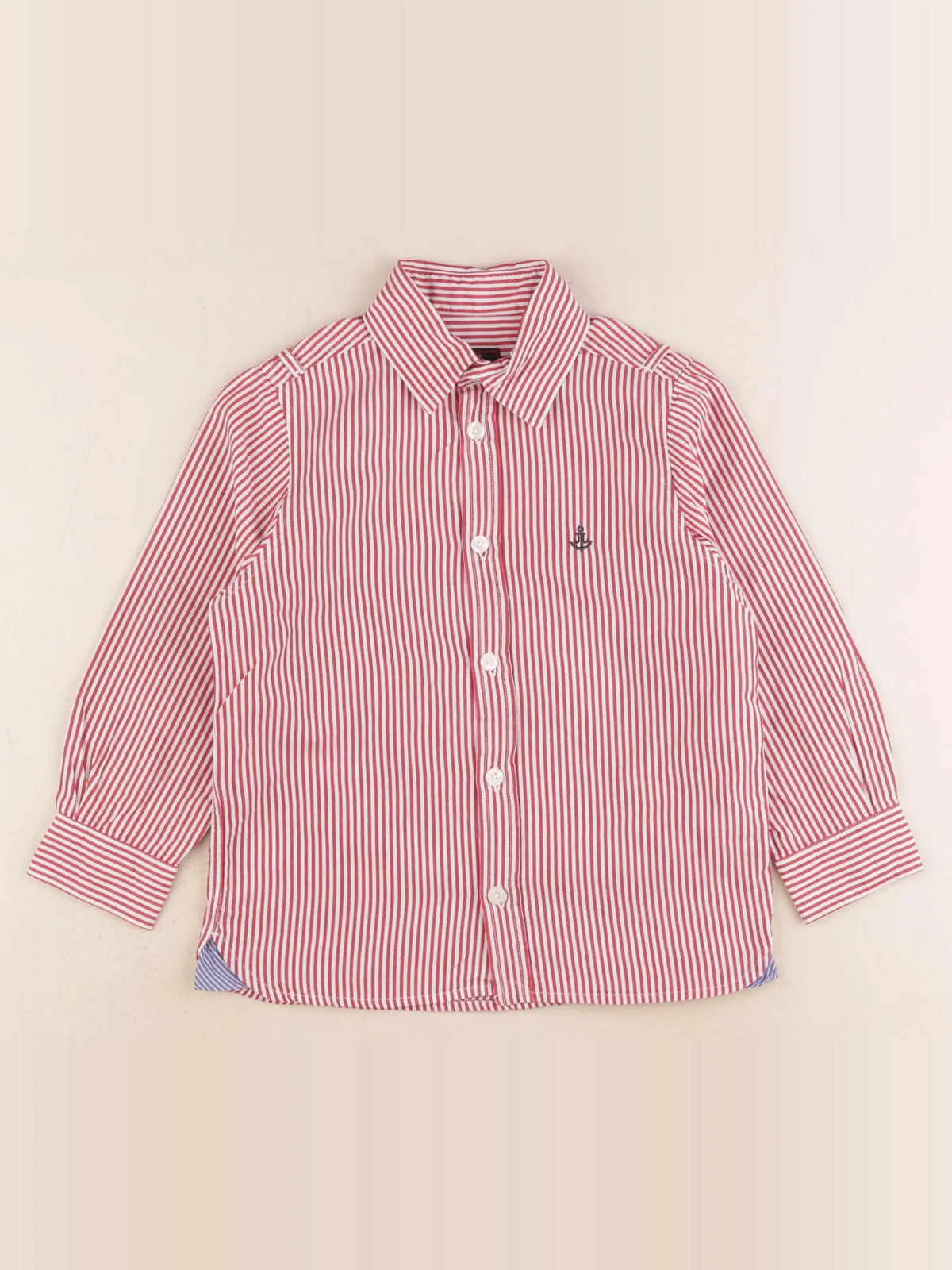 Jacadi - chemise blanc, rouge - 4 ans