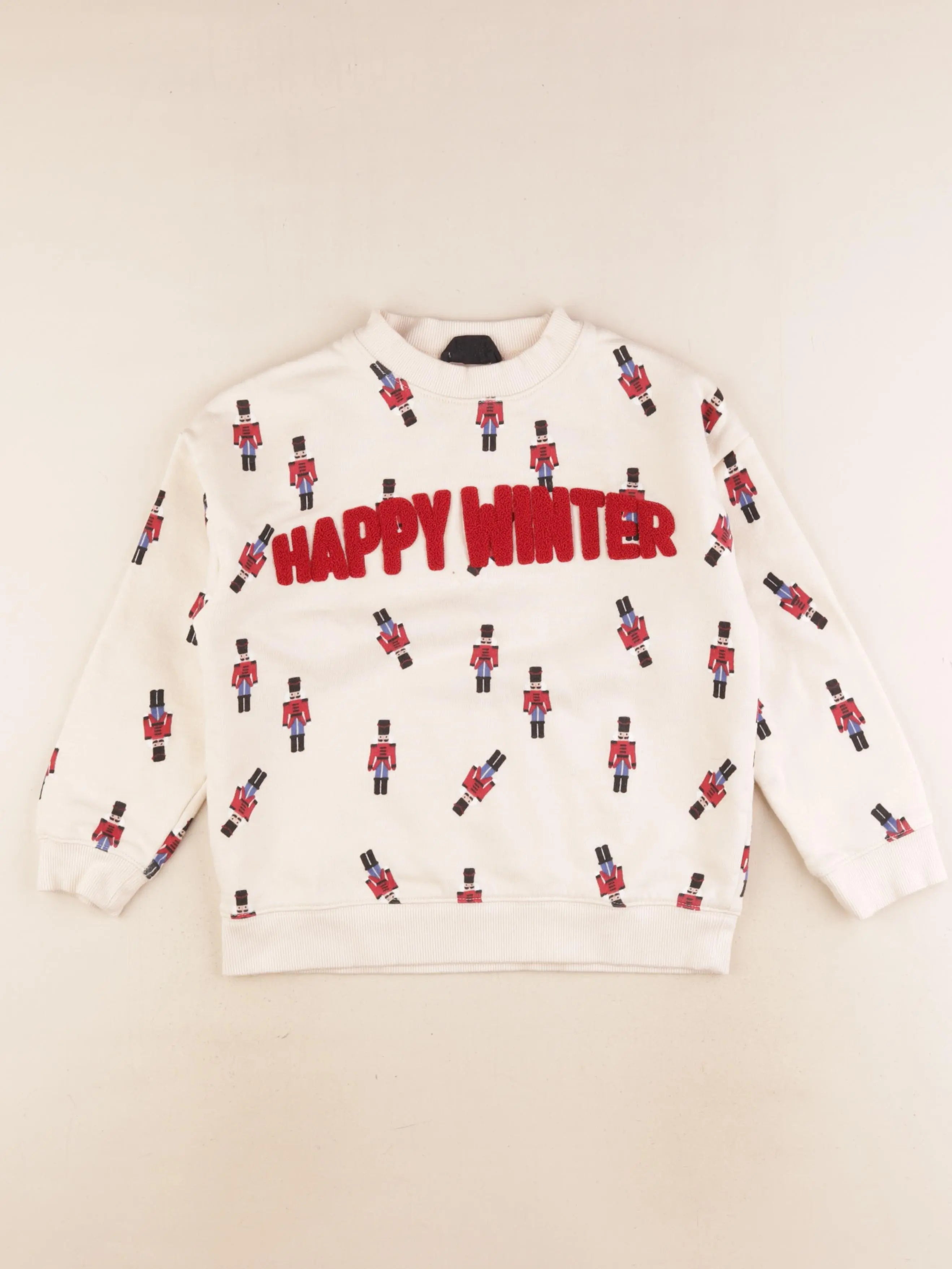 Monoprix - sweat beige, rouge - 8 ans