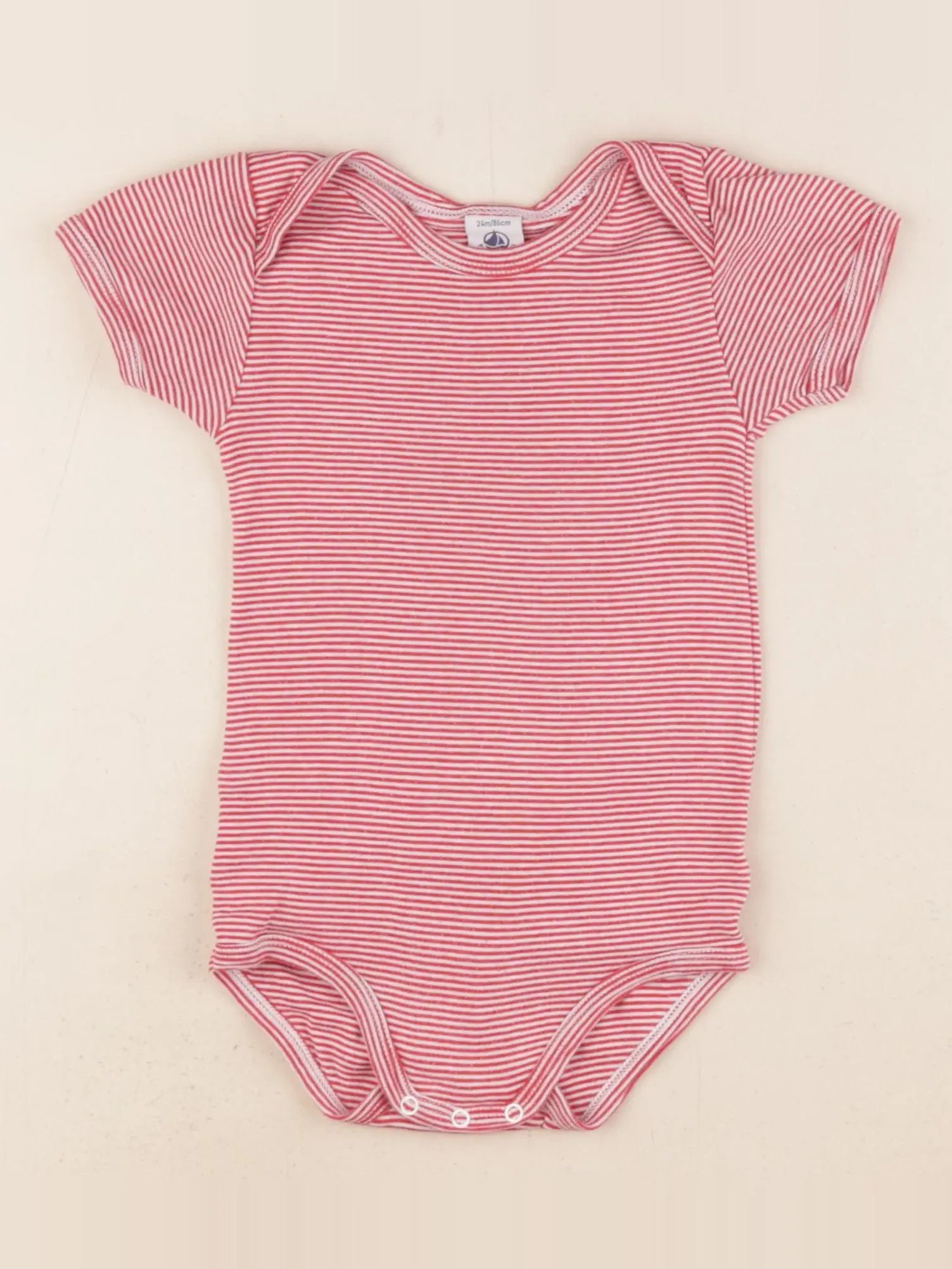 Petit Bateau - body rouge - 24 mois
