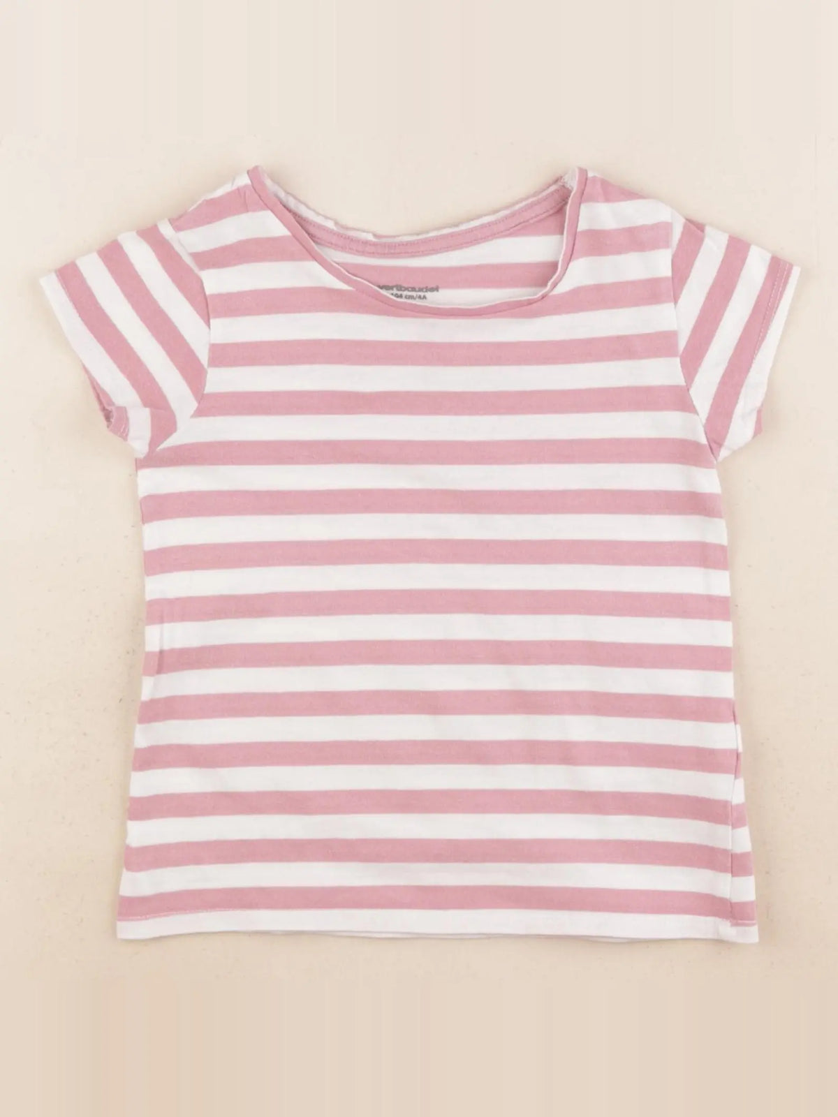 Vertbaudet - tee-shirt rose, blanc - 4 ans