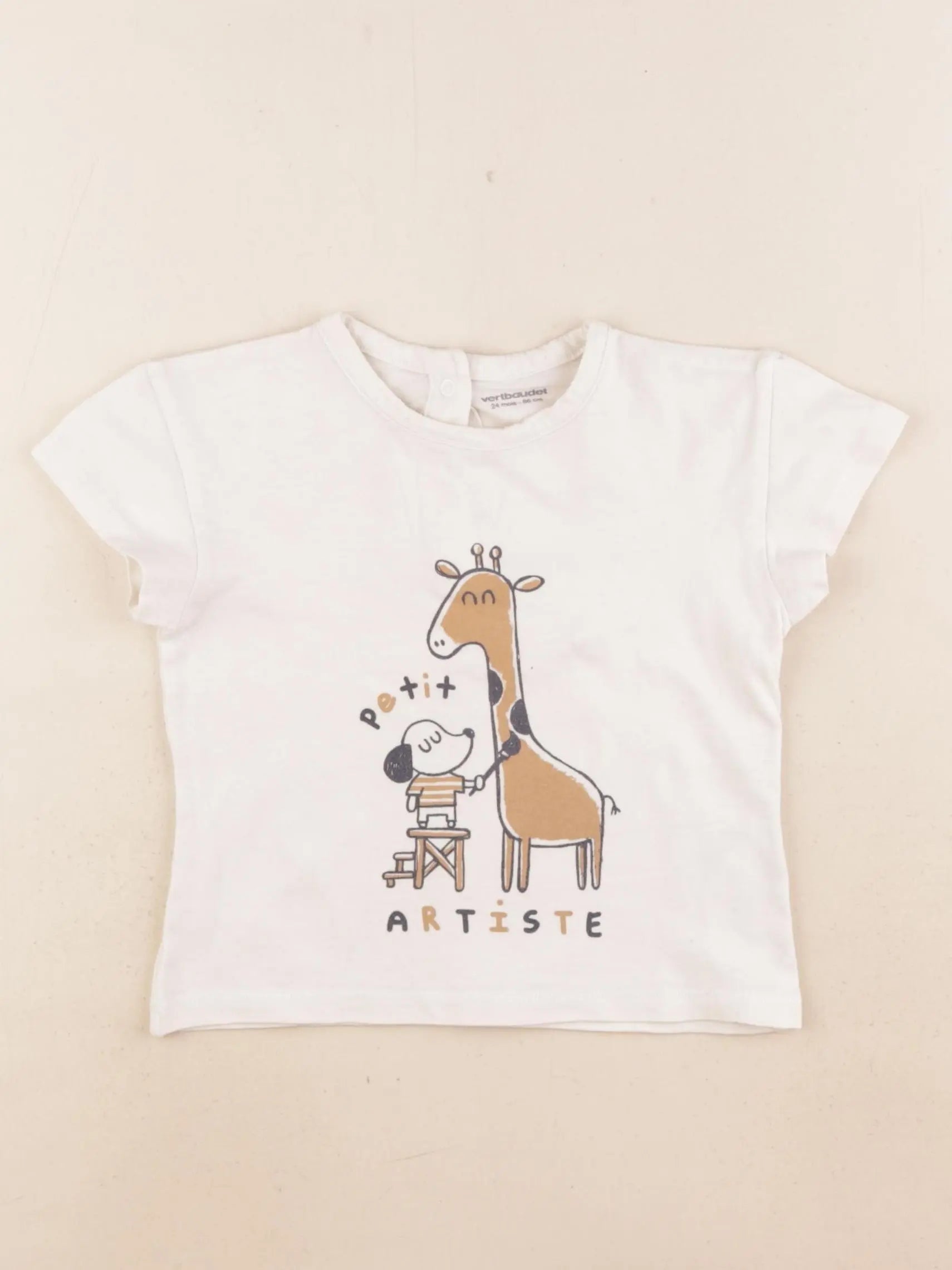 Vertbaudet - tee-shirt beige - 24 mois