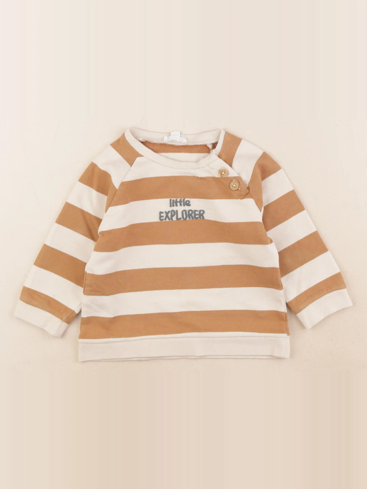 Vertbaudet - sweat marron, beige - 24 mois