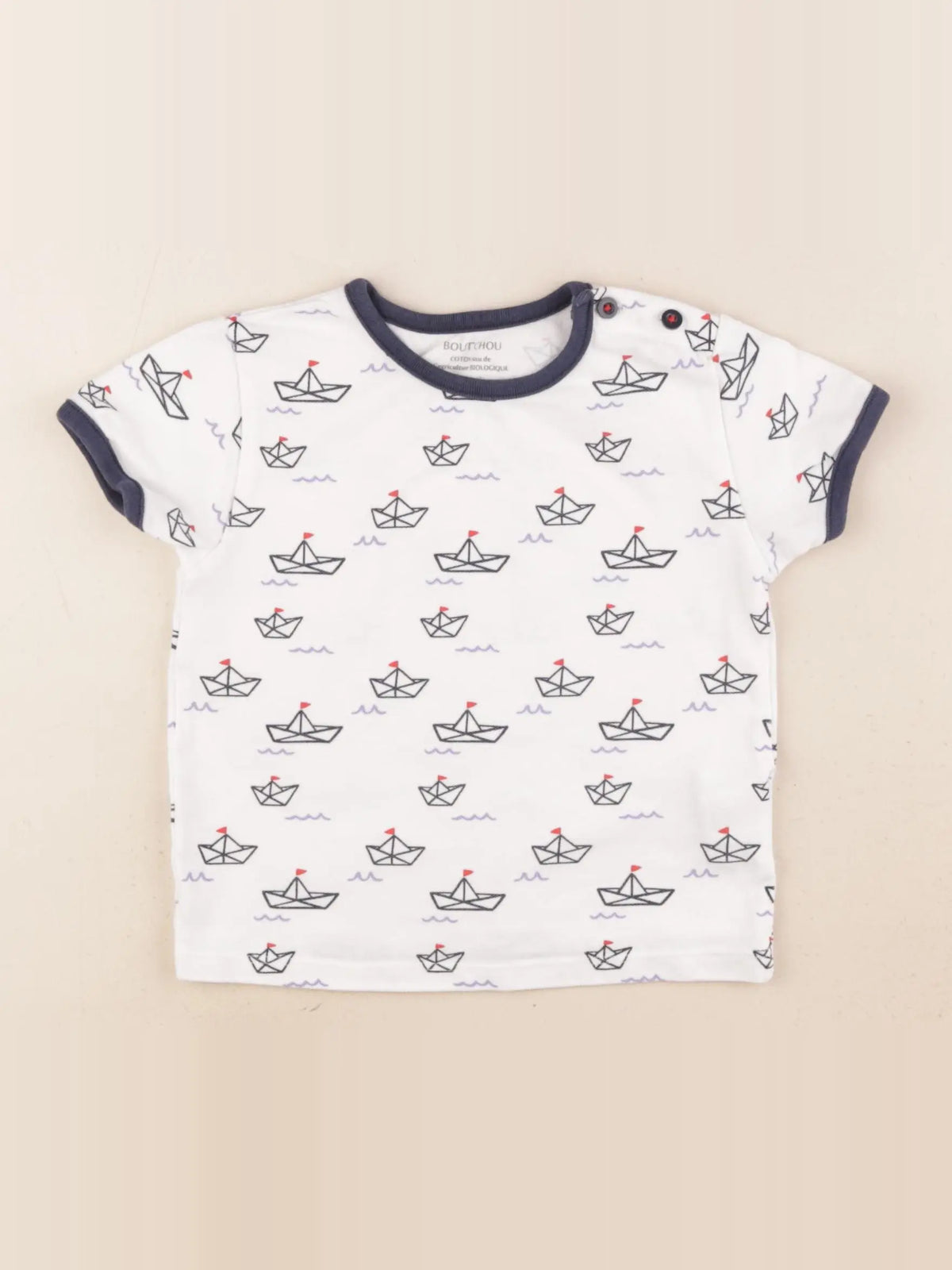 Boutchou - tee-shirt blanc, bleu - 24 mois