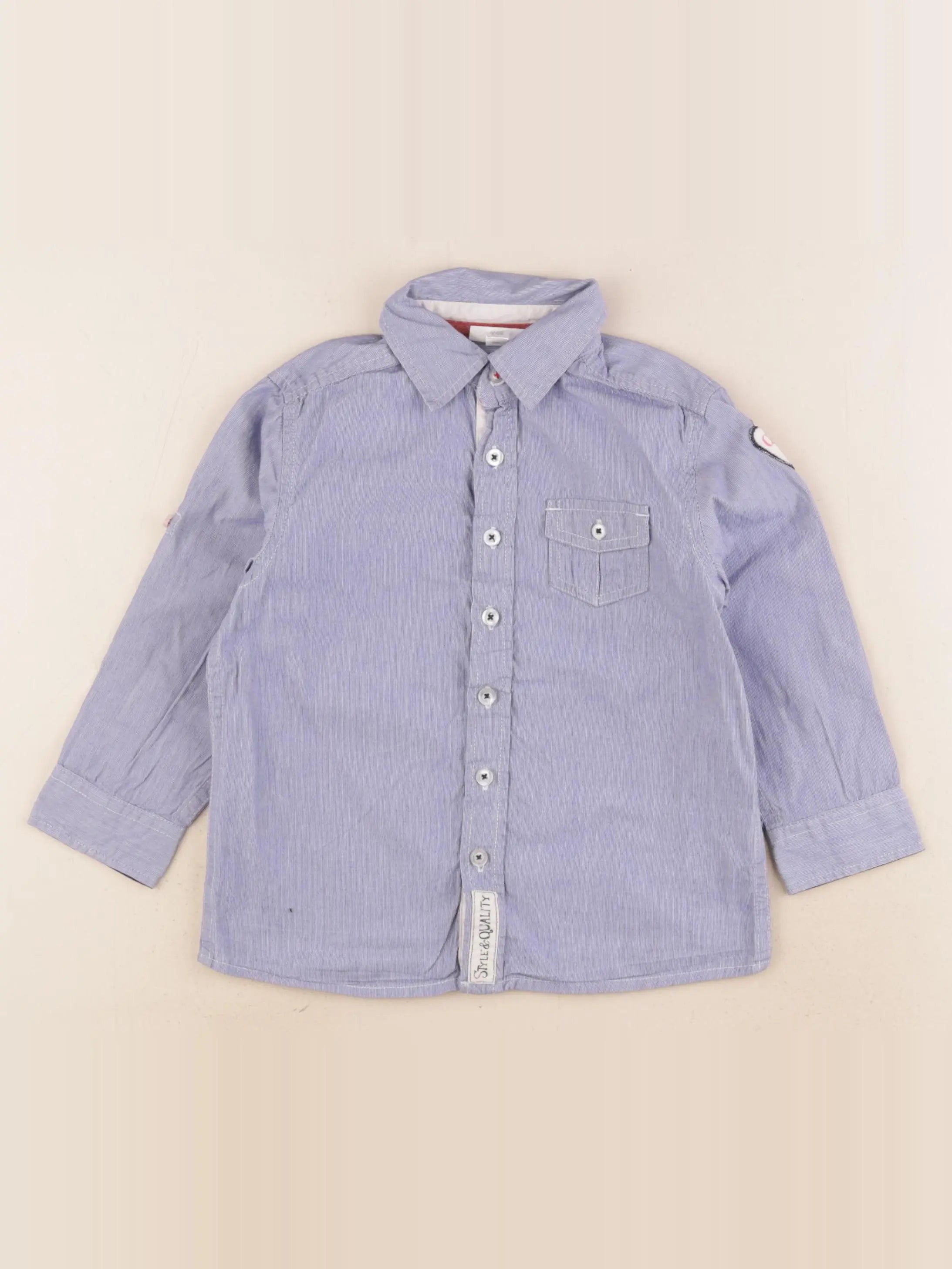 Vertbaudet - chemise imprimé au dos bleu - 3 ans