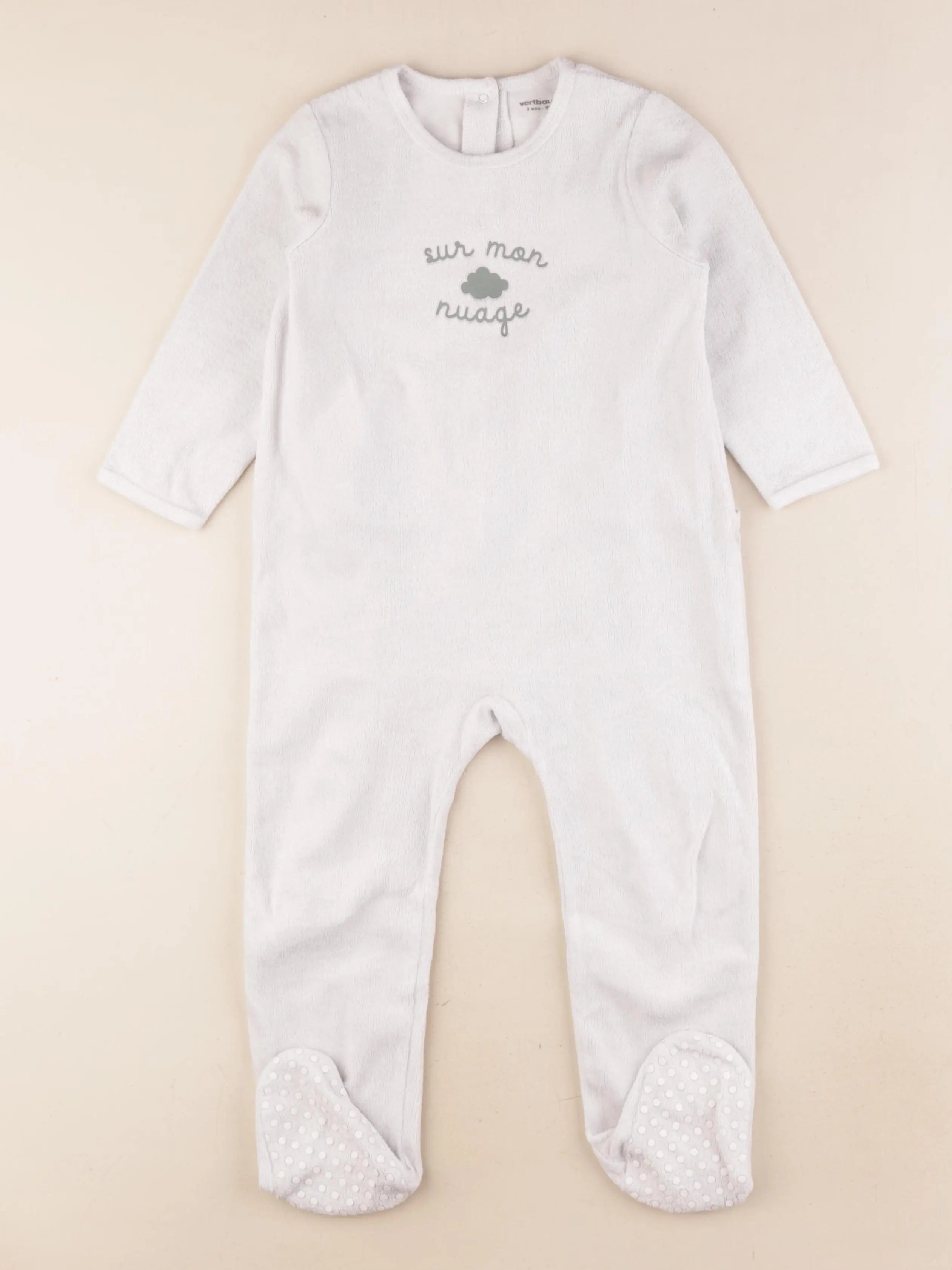 Vertbaudet - pyjama velours blanc - 3 ans