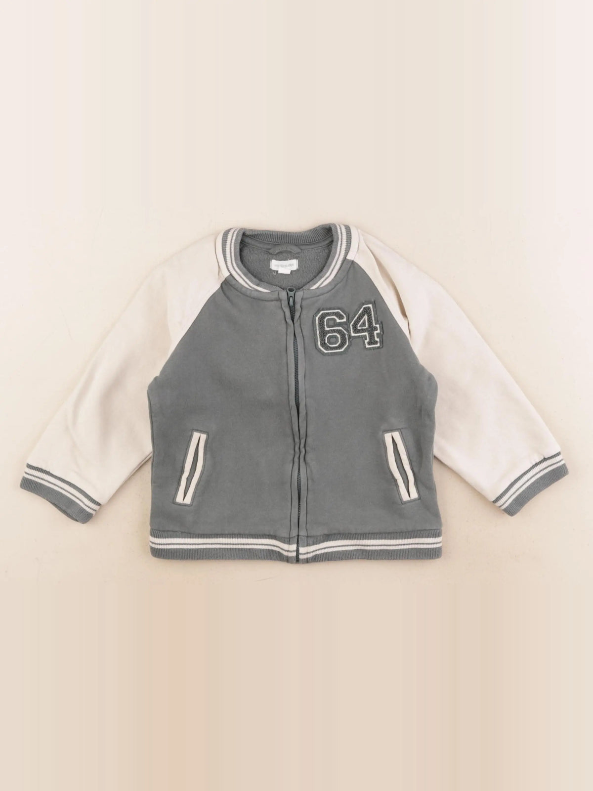 Vertbaudet - sweat beige, vert - 36 mois