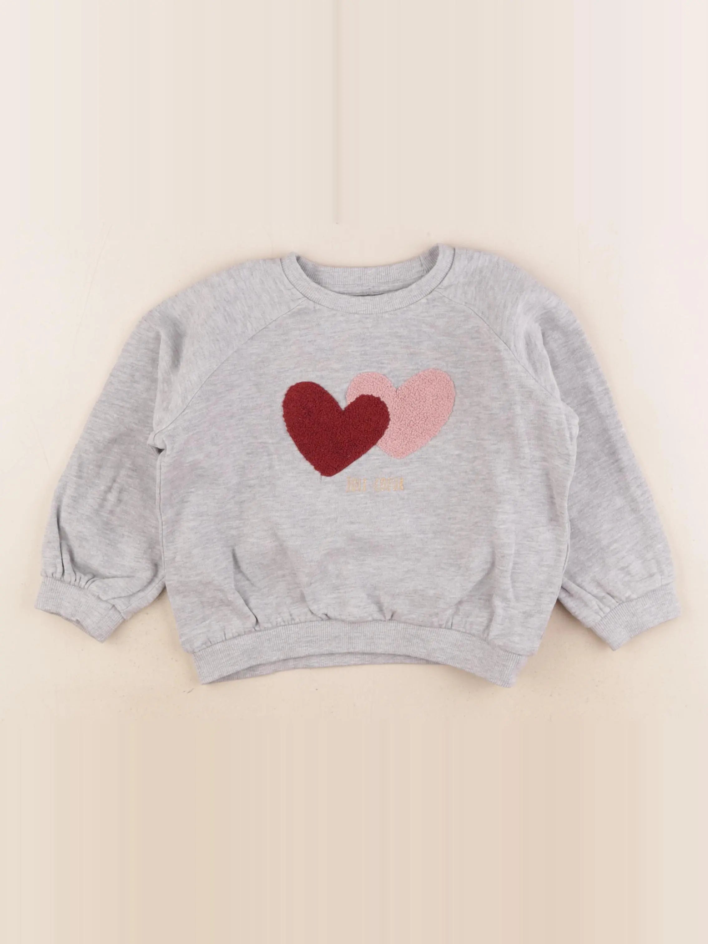 Vertbaudet - sweat gris, rose - 4 ans