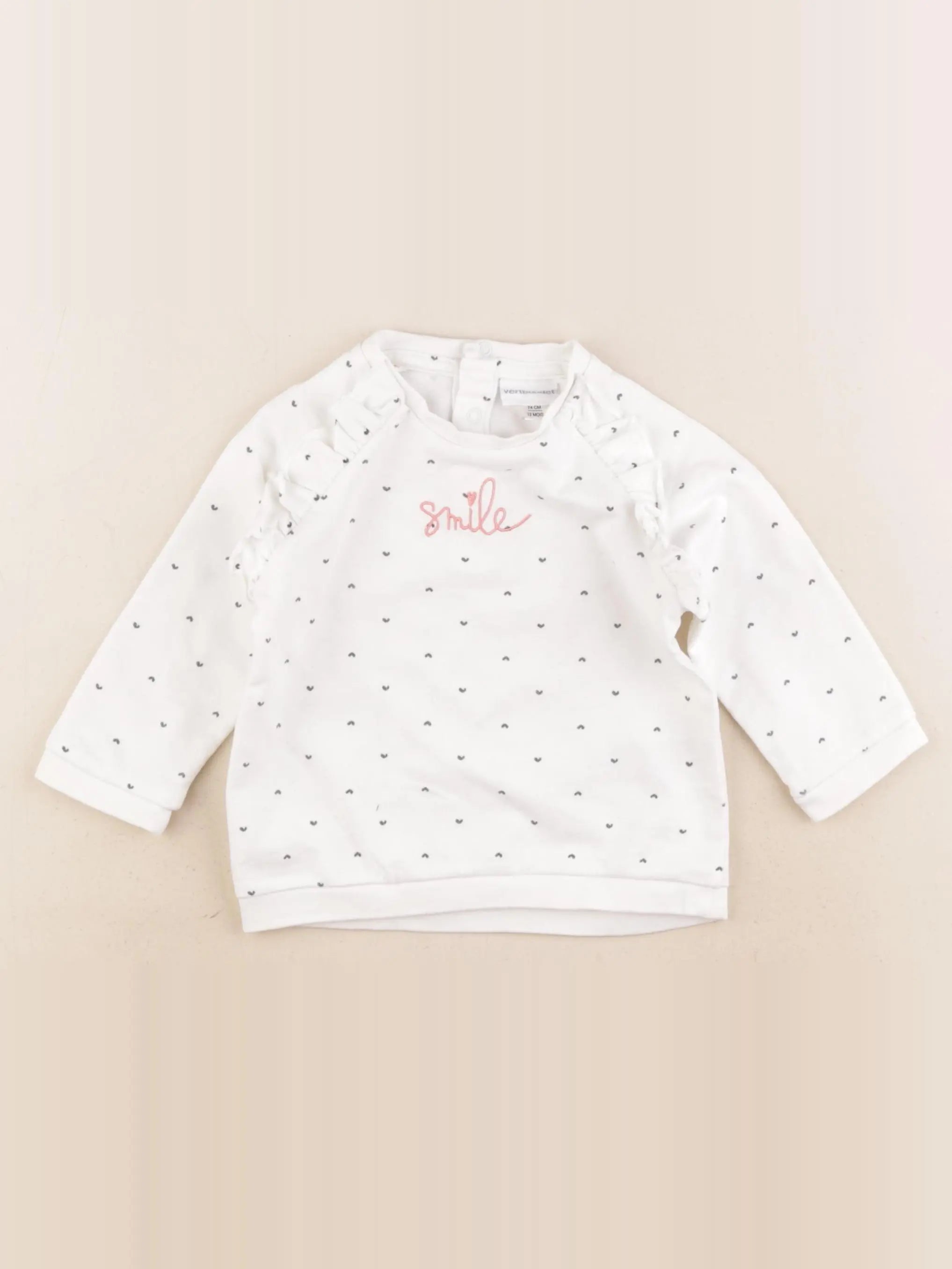 Vertbaudet - sweat blanc - 12 mois